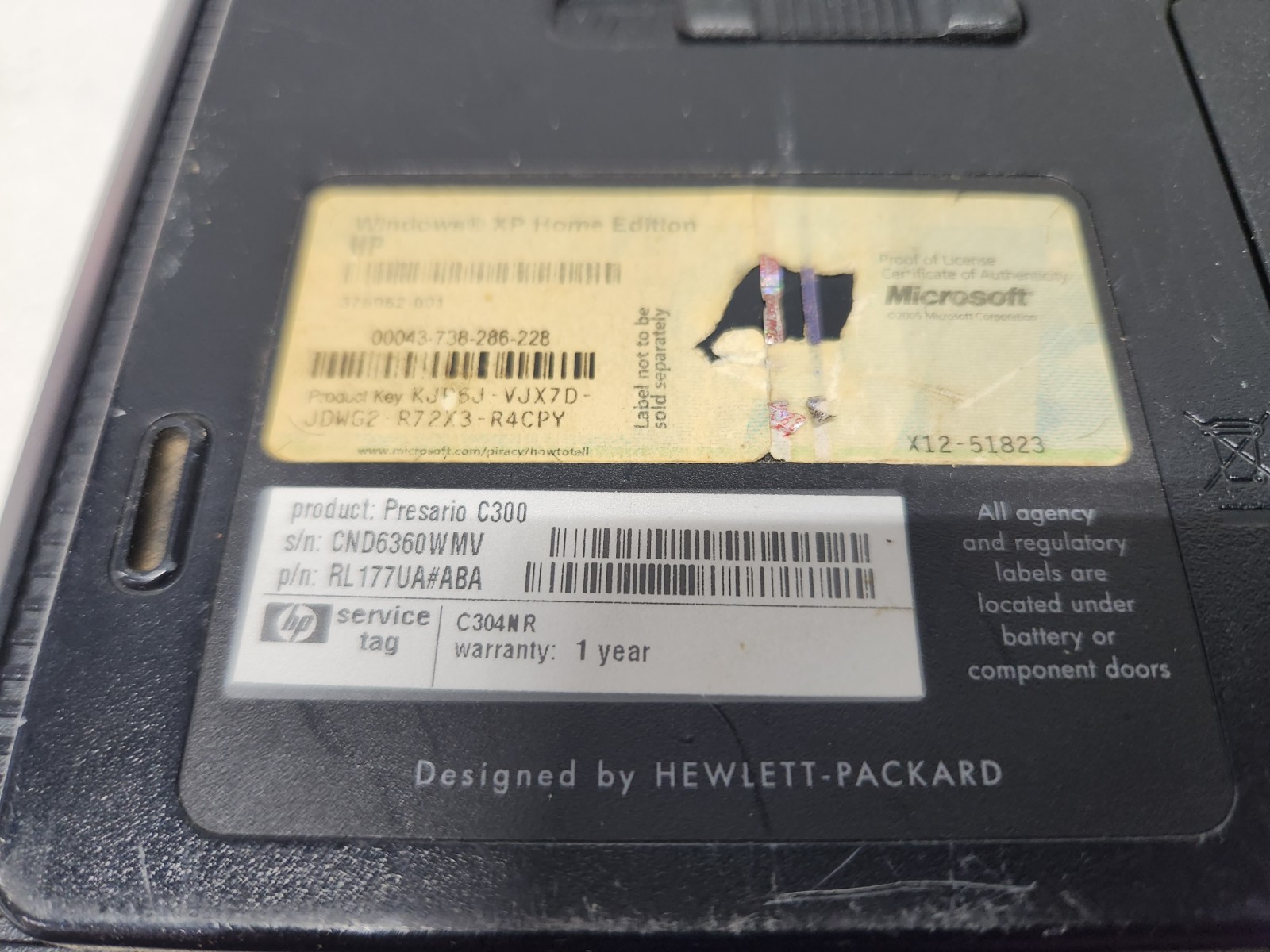 HP Compaq Presario C300 Intel Celeron M 420 512MB RAM No HDD For Parts Or Repair