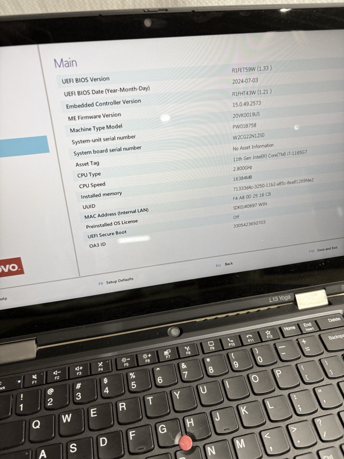 Lenovo ThinkPad L13 Yoga Gen 2 FHD TOUCH i7-1165G7 16GB NO SSD #203