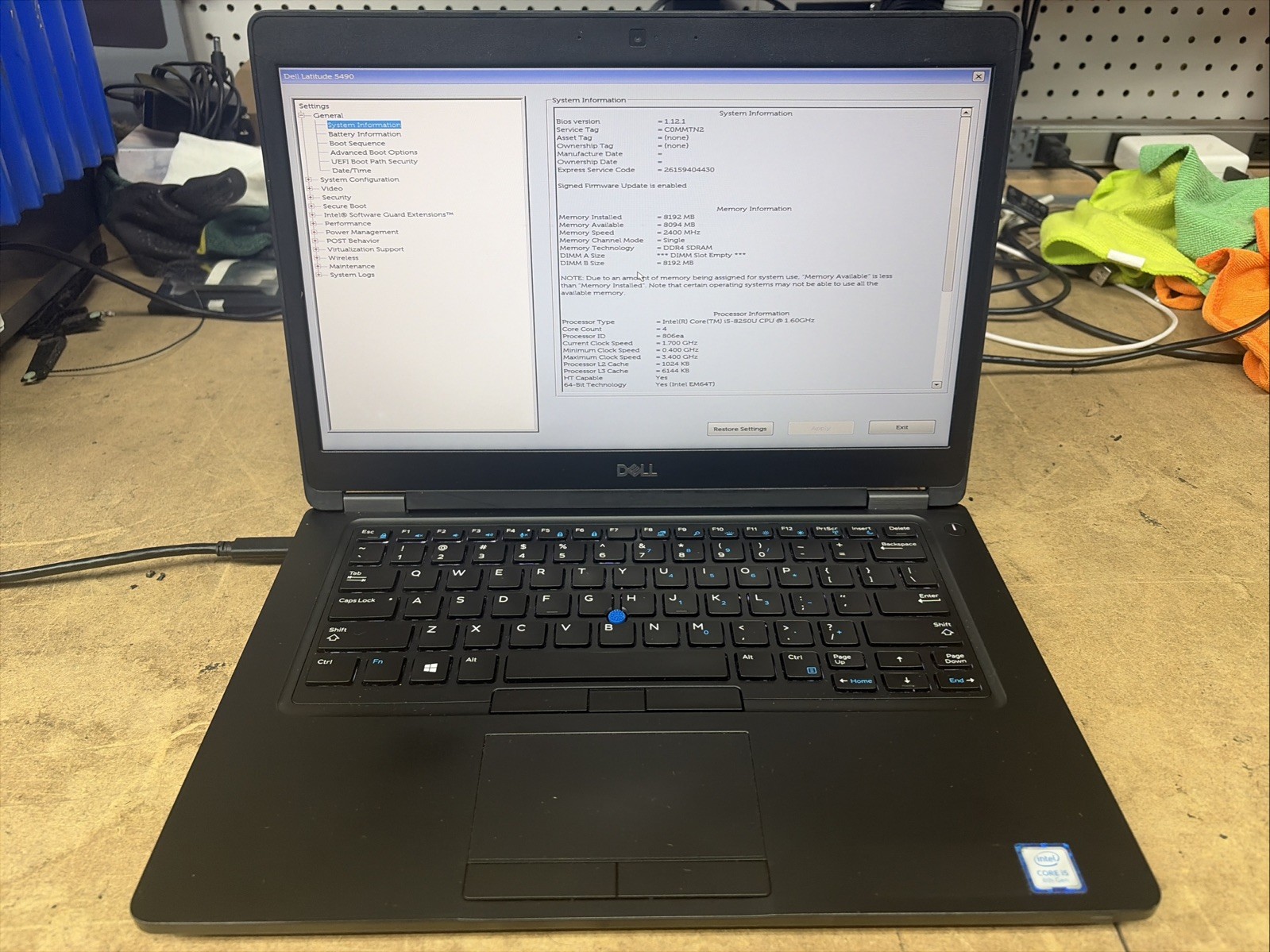 Dell Latitude 5490 14″ FHD i5-8250u 8GB RAM No Battery/OS/SSD
