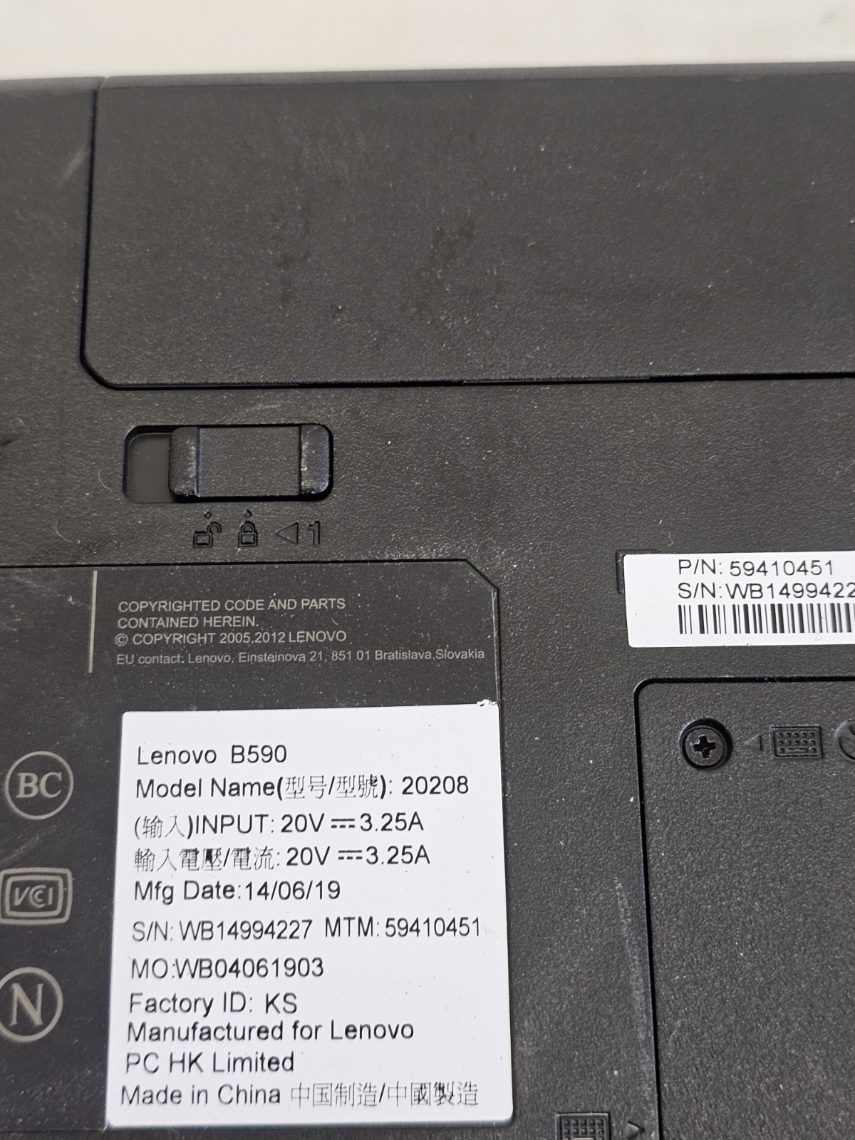 Lenovo B590 Laptop – Intel i3-3110m – 4GB RAM – 500GB HDD – Windows 10