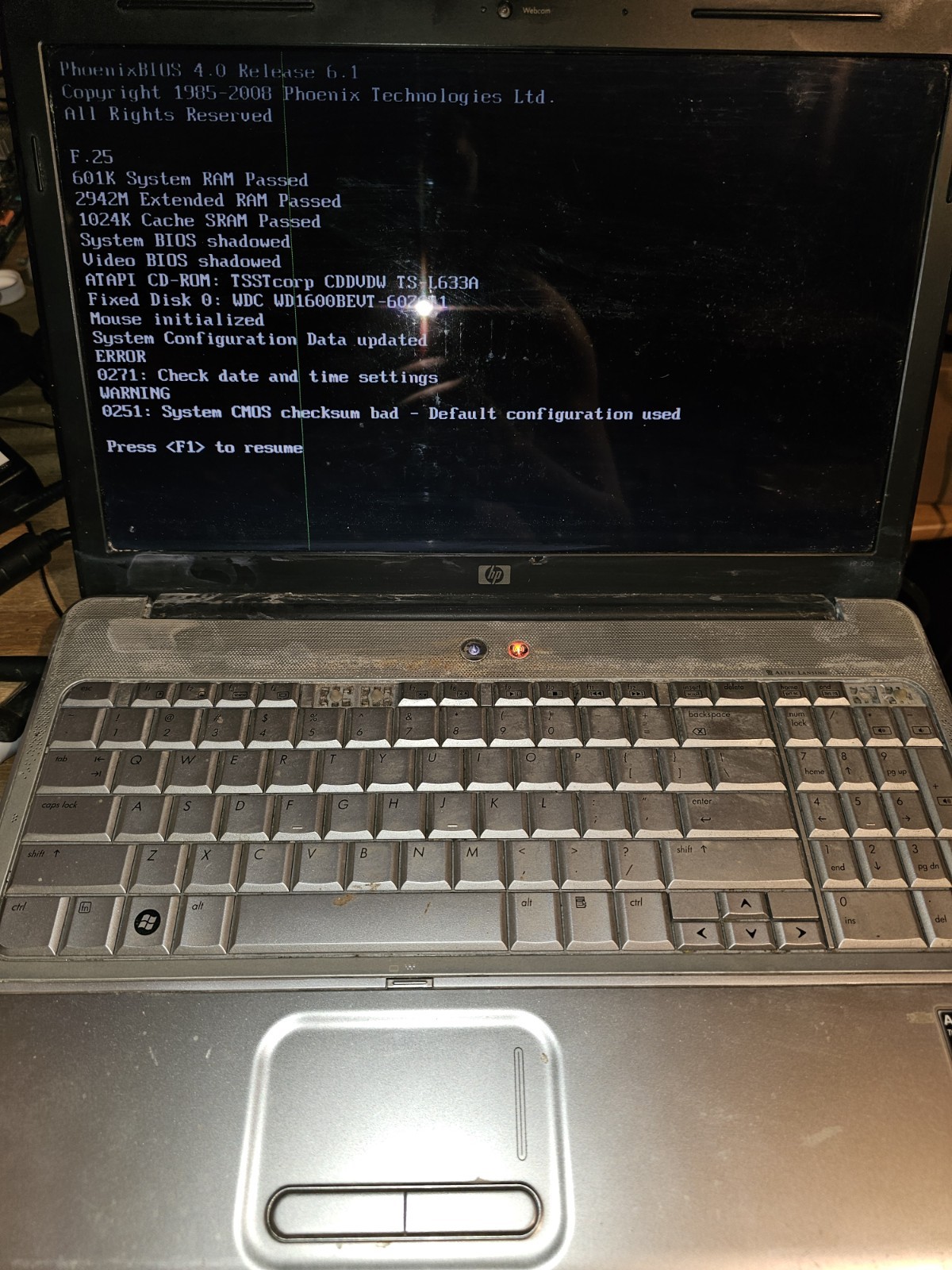 HP G60 15.6″ Windows 10 Laptop AMD Turion 64 X2 2GB RAM NOT WOKRING FOR PARTS
