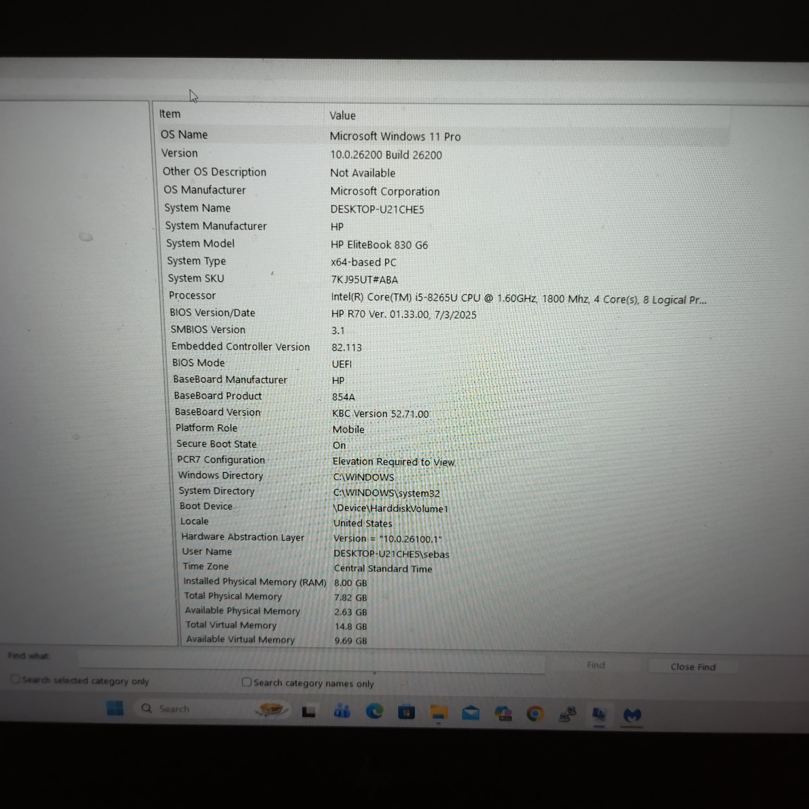 HP EliteBook 830 G6 Laptop i5-8265U 1.6GHz 8GB 256GB SSD Win11 Pro
