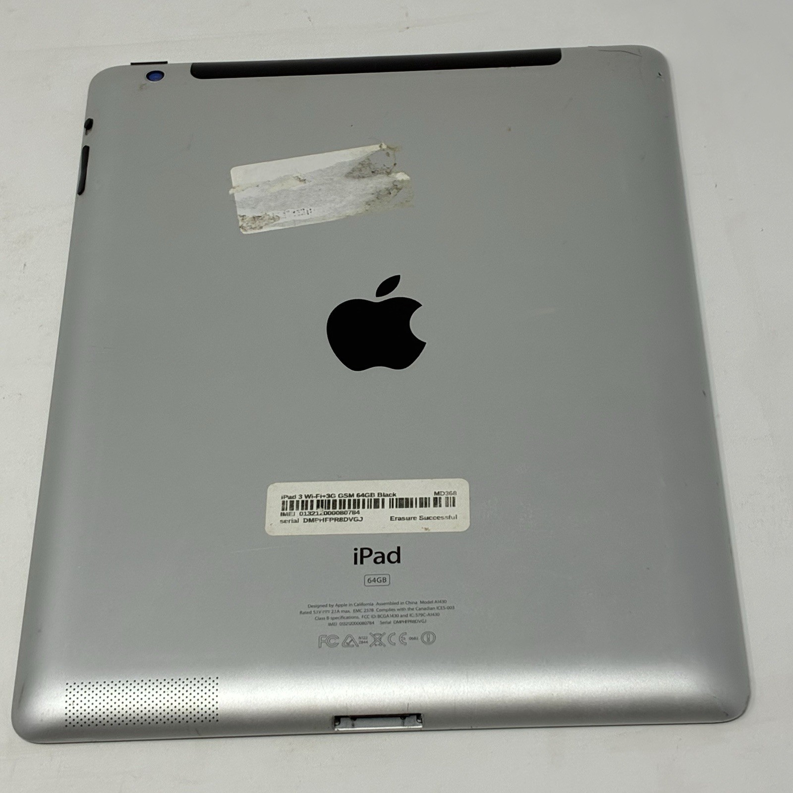 Apple iPad 64GB A1430 3rd Generation Silver – No Charger – No Physical Damage