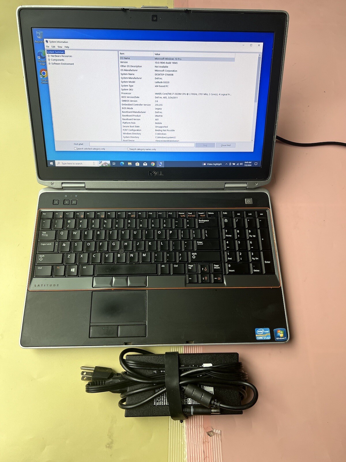 Dell Latitude E6520 Core i7-2620M 2.70GHz 8GB RAM 500GB BACKLIT BLUETOOTH WEBCAM