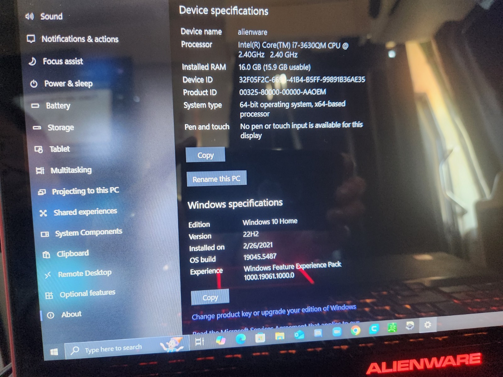 alienware m17x r4 laptop Processor Intel(R) Core(TM) i7-3630QM CPU @ 2.40GHz 2