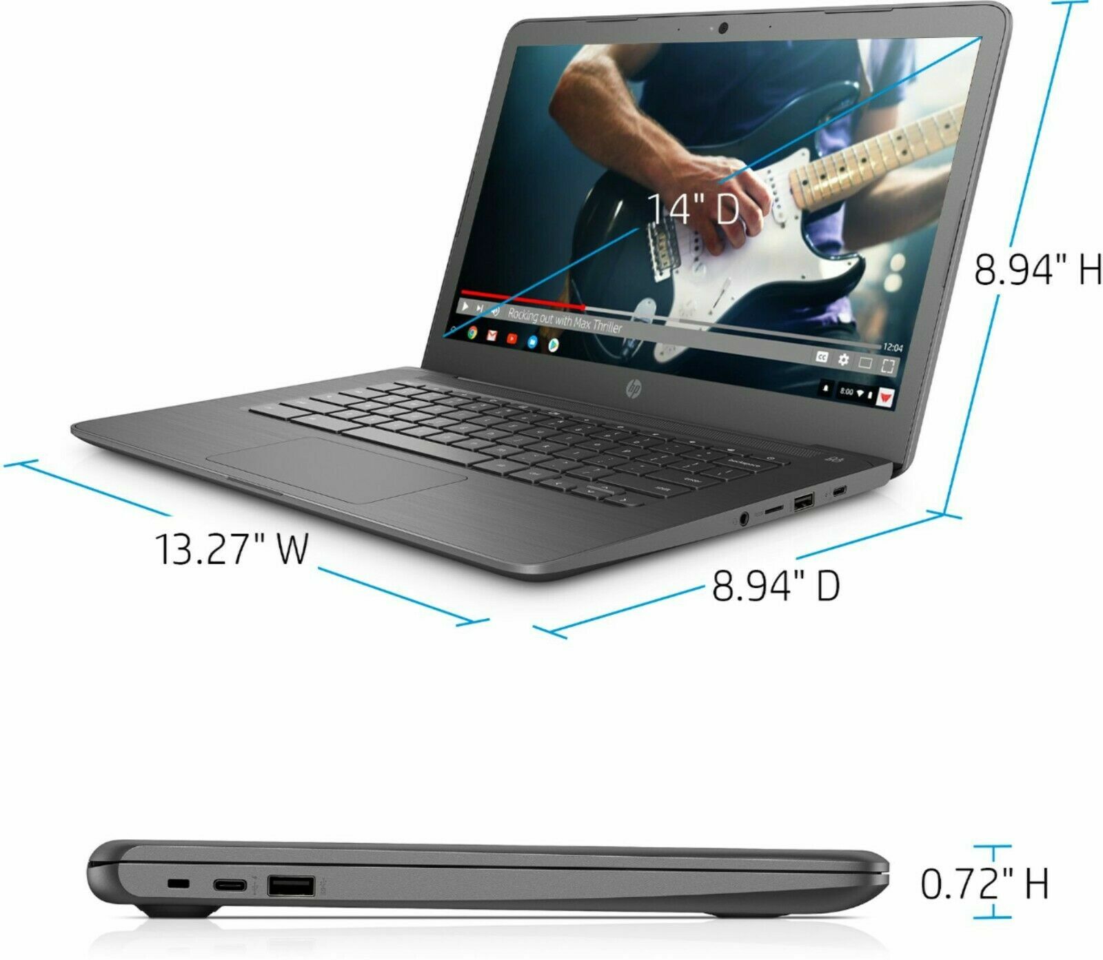 HP 14″ TouchScreen Chromebook Intel Celeron N3350 4GB RAM 32GB eMMC Grey ~NEW!!!