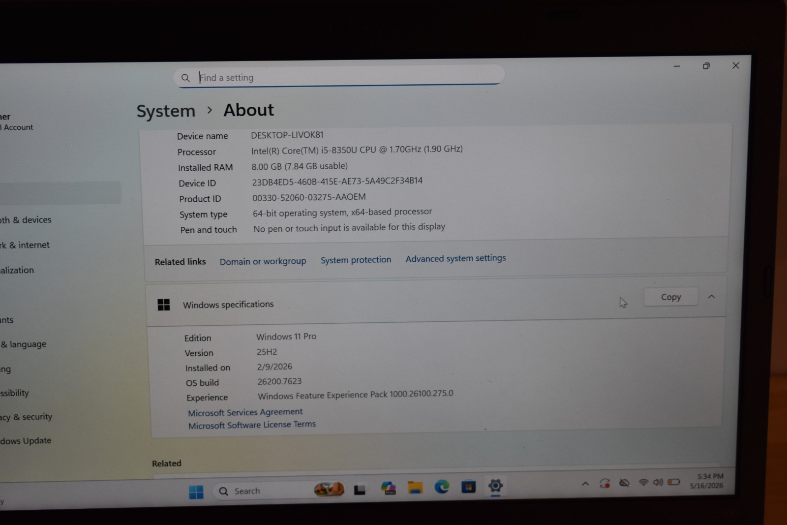 Lenovo Thinkpad L480 Intel Quad Core i5-8350U 8GB RAM 128GB SSD Windows 11 Pro