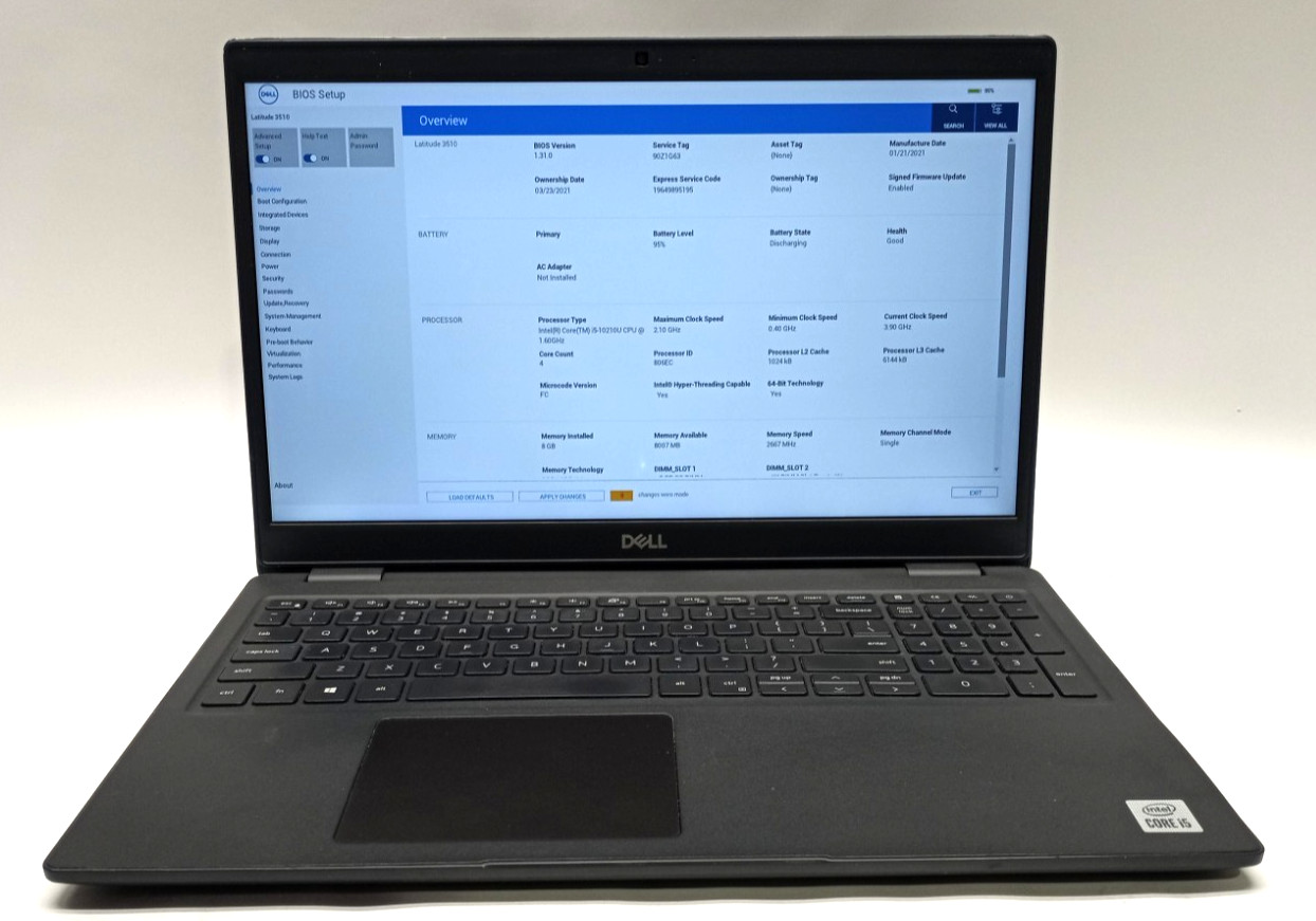 Dell Latitude 3510 i5-10210U@1.60GHz 8GB RAM 256GB NVMe WIN 11 Pro WH773*!