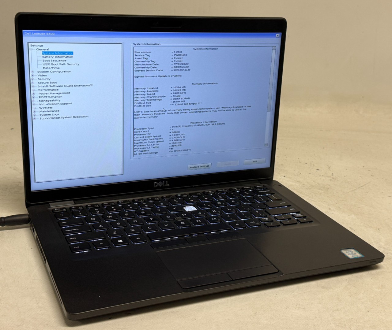 Dell Latitude 5400 14″ (i7-8665u 1.90GHz – 16GB RAM – 256GB SSD – Win11Home)