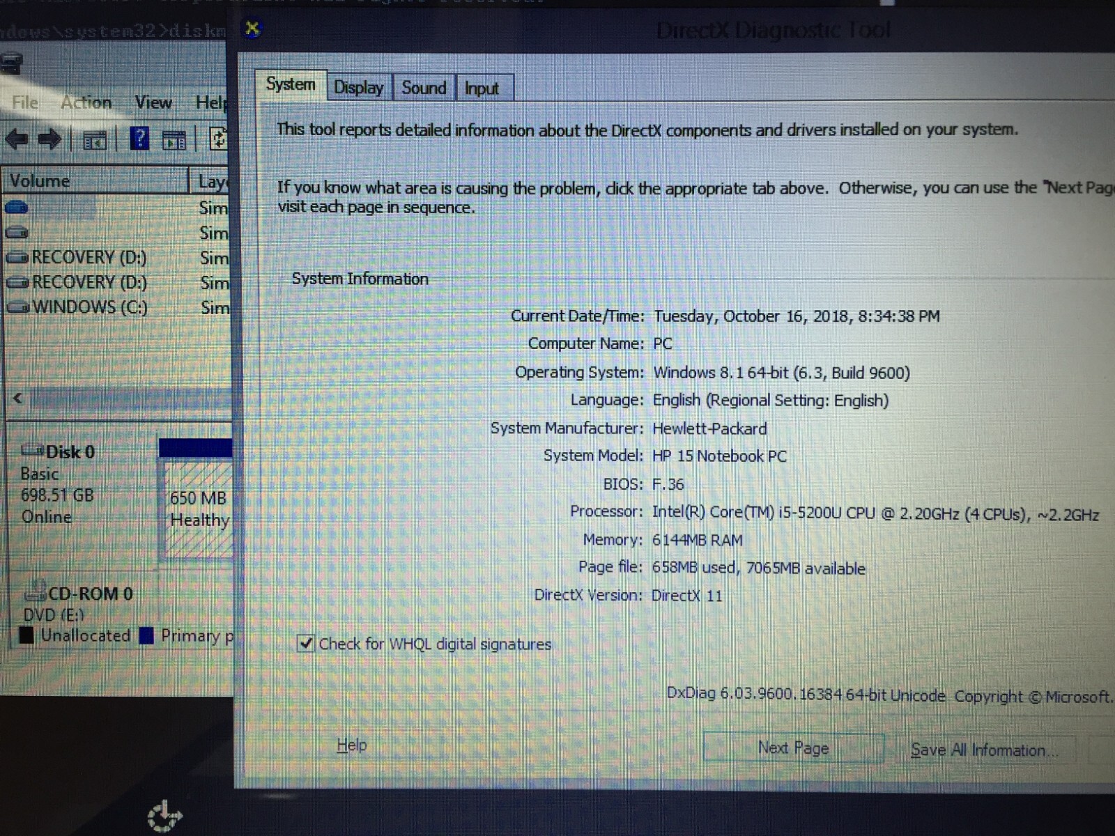 *Bad Battery* HP 15-r210dx 15.6″ Laptop/i5-5200U/6GB RAM/750GB HDD/Win8.1, Black