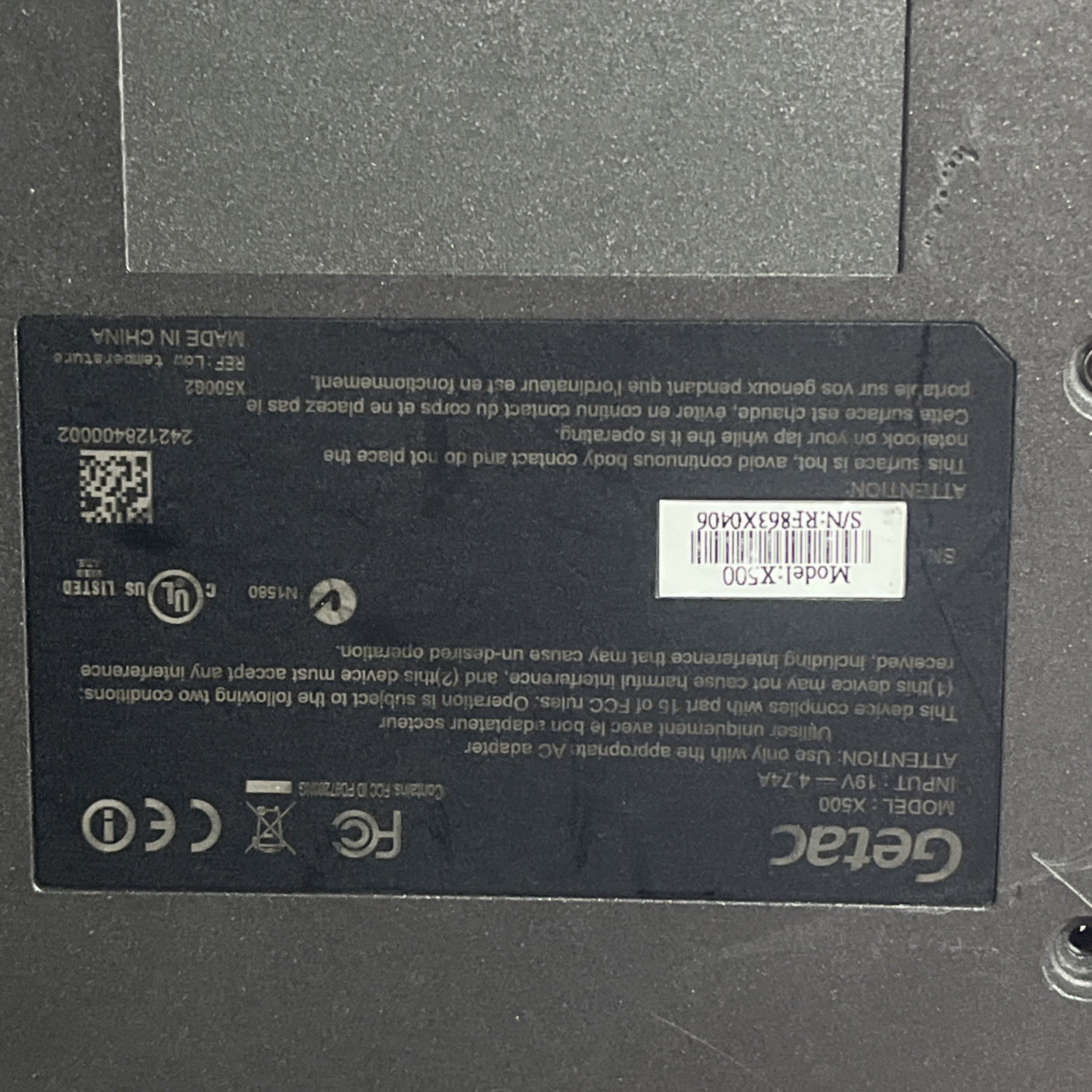 GETAC X500 NO RAM RUGGED MOBILE LAPTOP