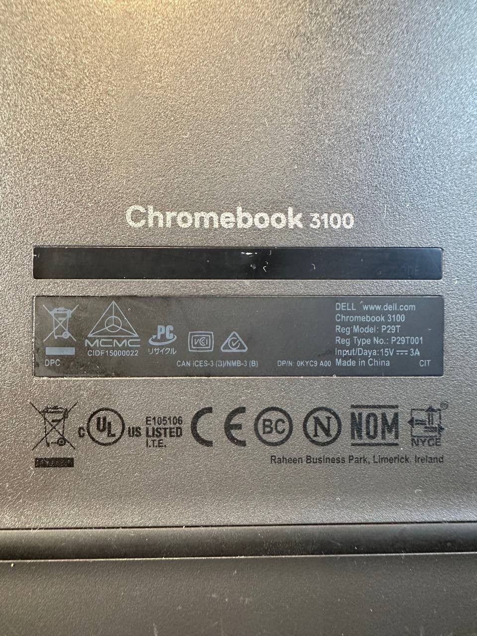 Dell Chromebook 3100 Laptop Untested No Charger For Parts 015 471