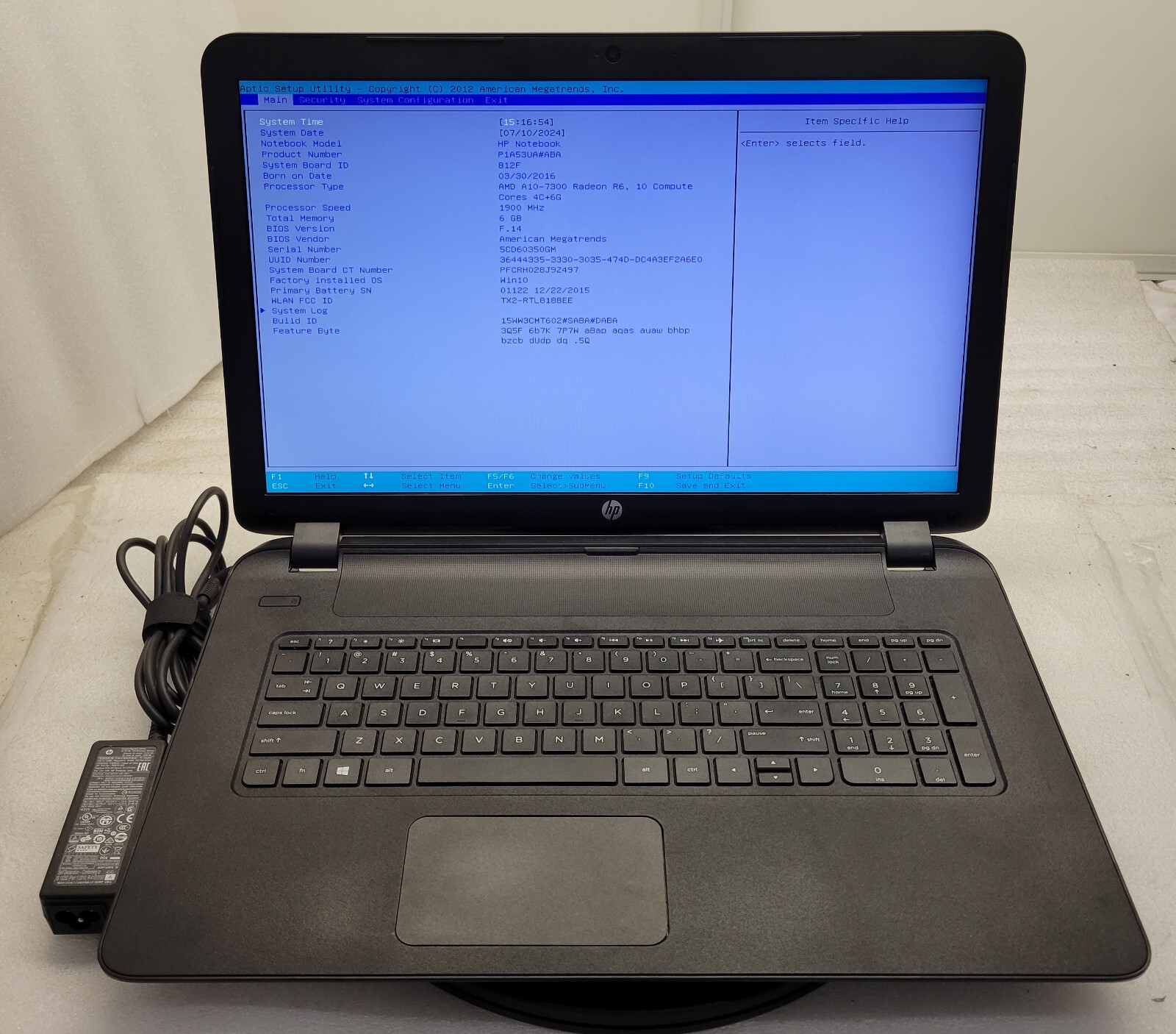 HP NoteBook 17-pl161dx A10-7300 R6 1.90GHz 6GB 256GB SSD No OS/HDD