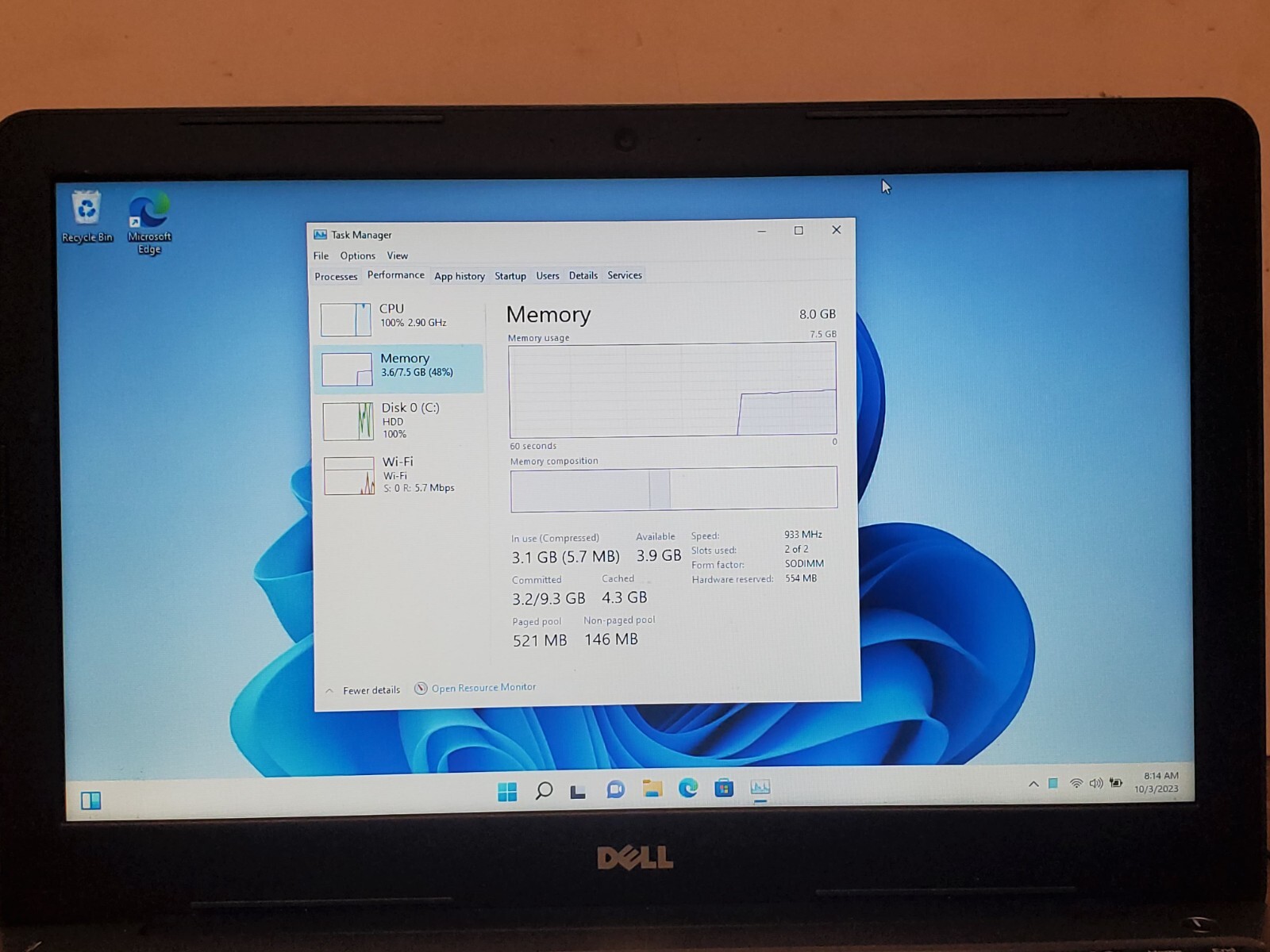 Dell Inspiron 5565 AMD A9-9400 2.4 GHz 8 GB RAM 1 TB HDD 15.6″ READ JW4JYL2