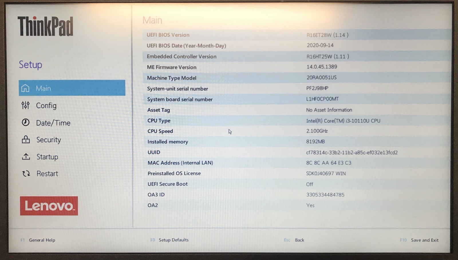 Lenovo ThinkPad E14 14″ Laptop i3-10110U 8GB RAM 500GB SSD