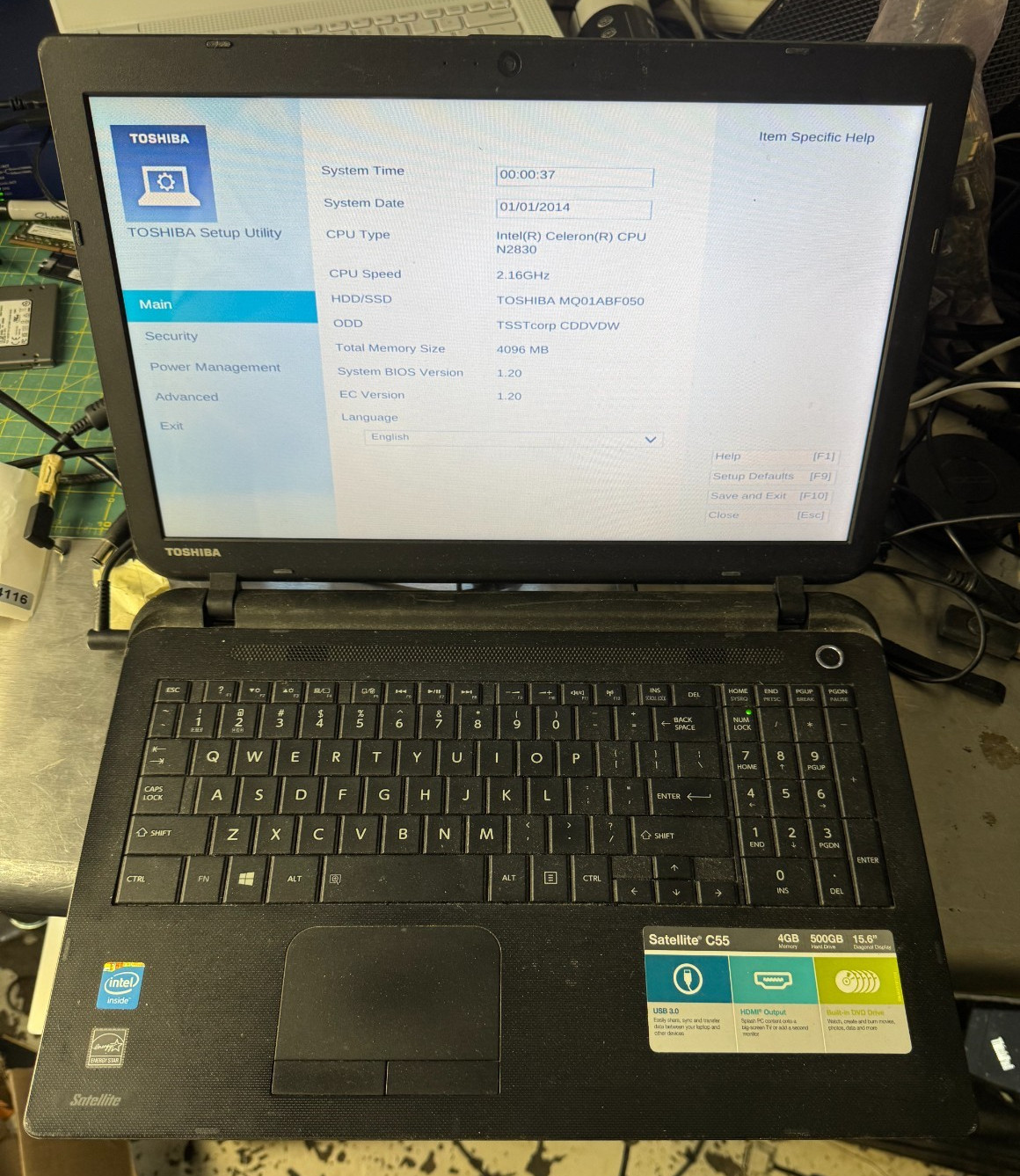 Toshiba Satellite C55 Celeron N2830, 4GB RAM, 500GB HDD Laptop #4113