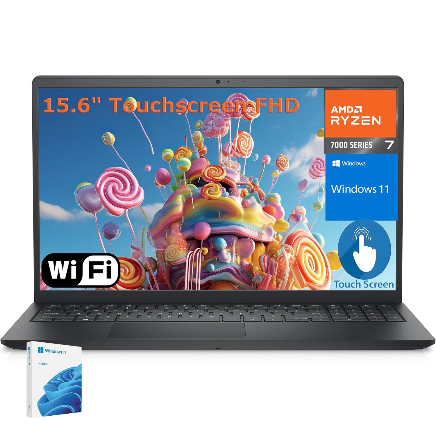 15.6″ Touch FHD Dell Inspiron Laptop Ryzen 7 7730U 8-Core 64GB RAM 4TB SSD 11H