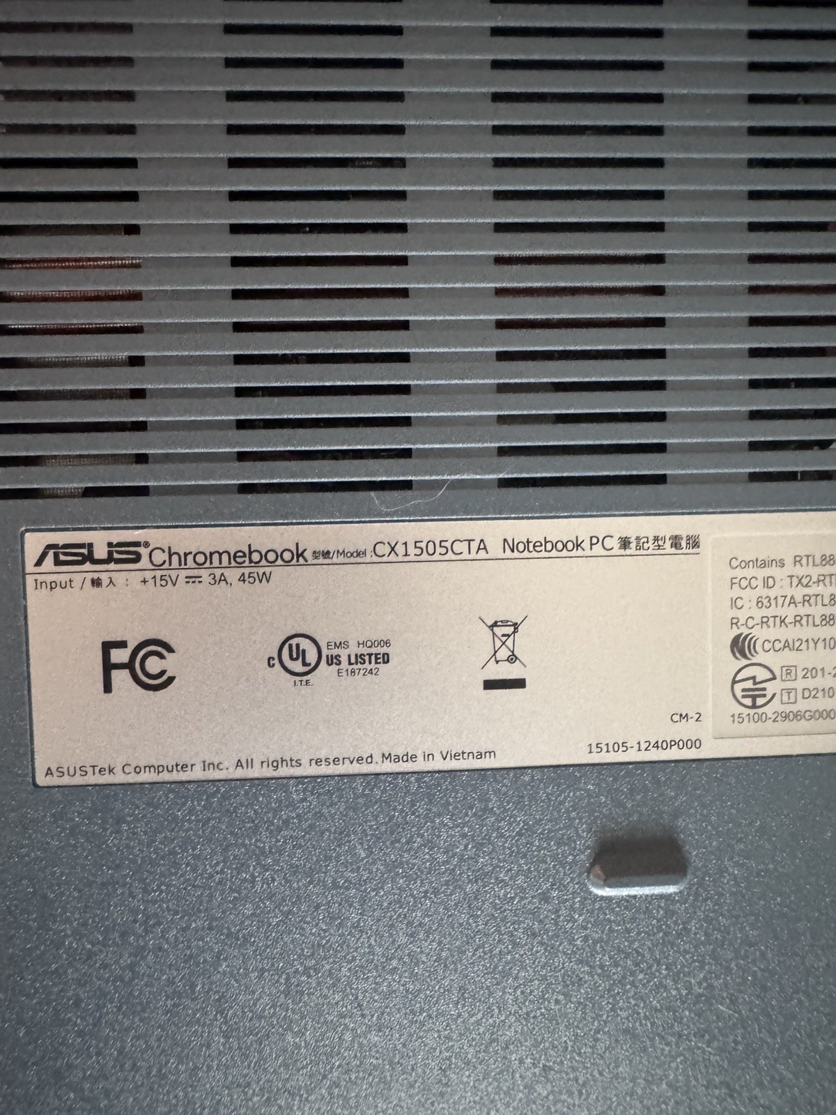 New Open Box Asus Chromebook CX1 15.6-inch Laptop CX1505CTA