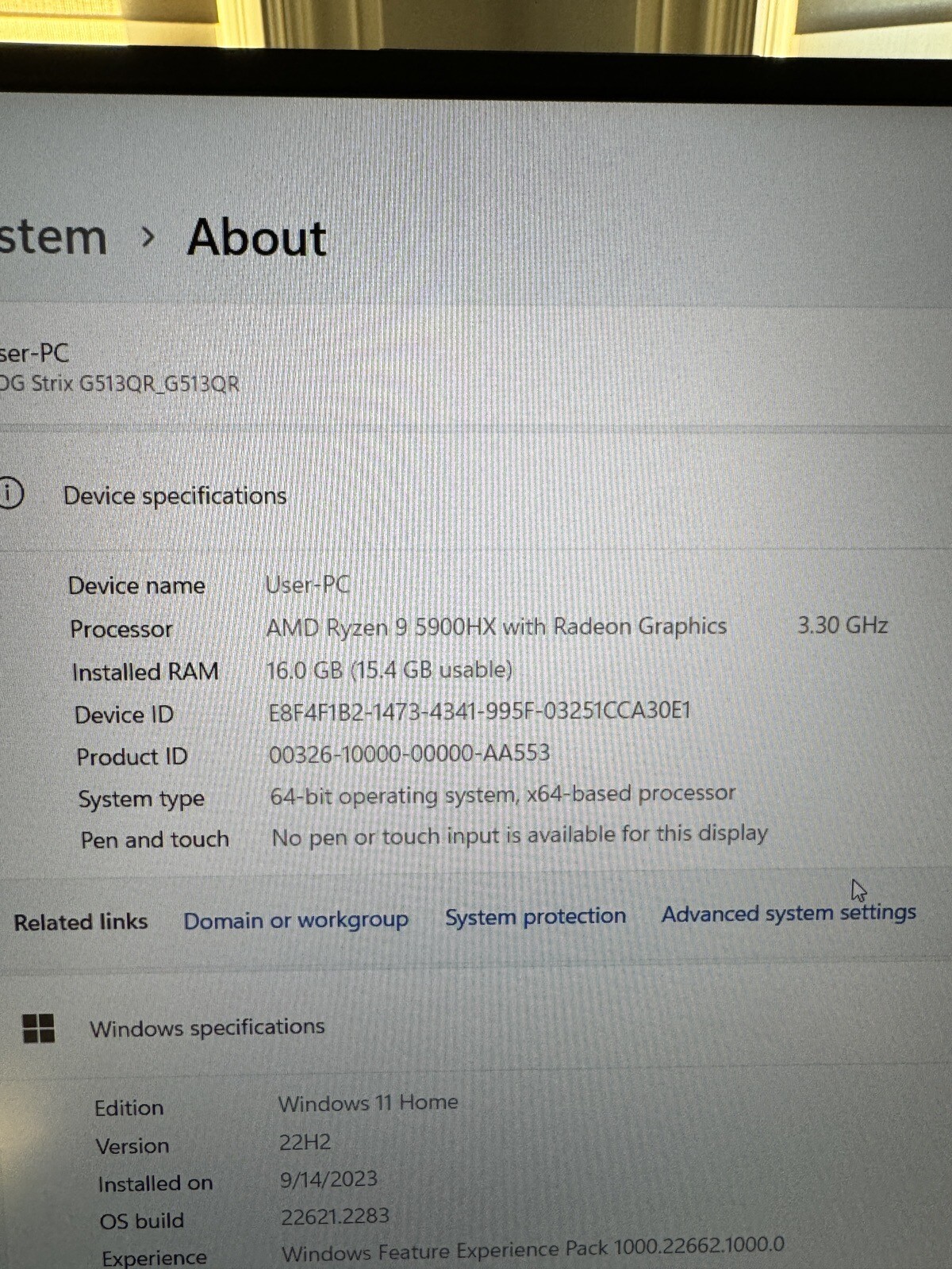 ASUS ROG STRIX G15 G513QR – Ryzen 9 5900hx, 1TB SSD Samsung Gaming Laptop
