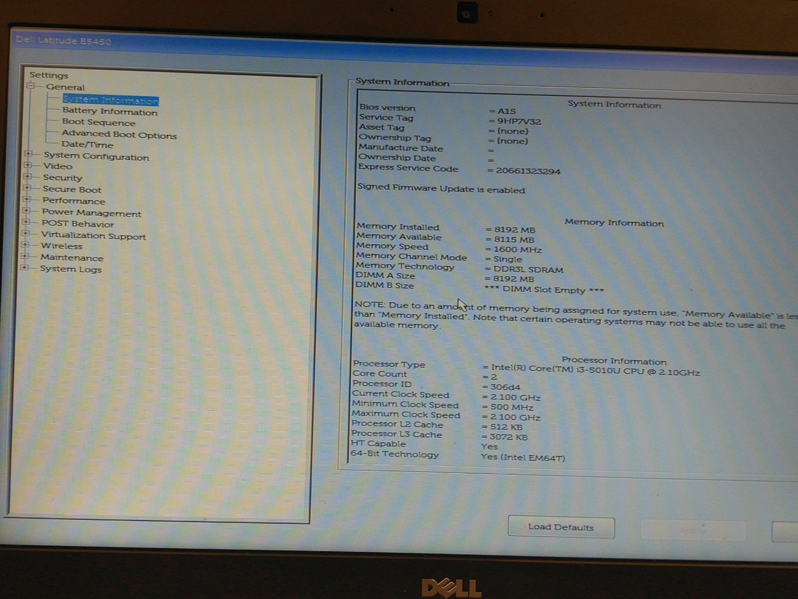 Dell latitude E5450 14” i3-5010U 2.1ghz 8gb ram 256gb ssd charger *READ 9HP7V32