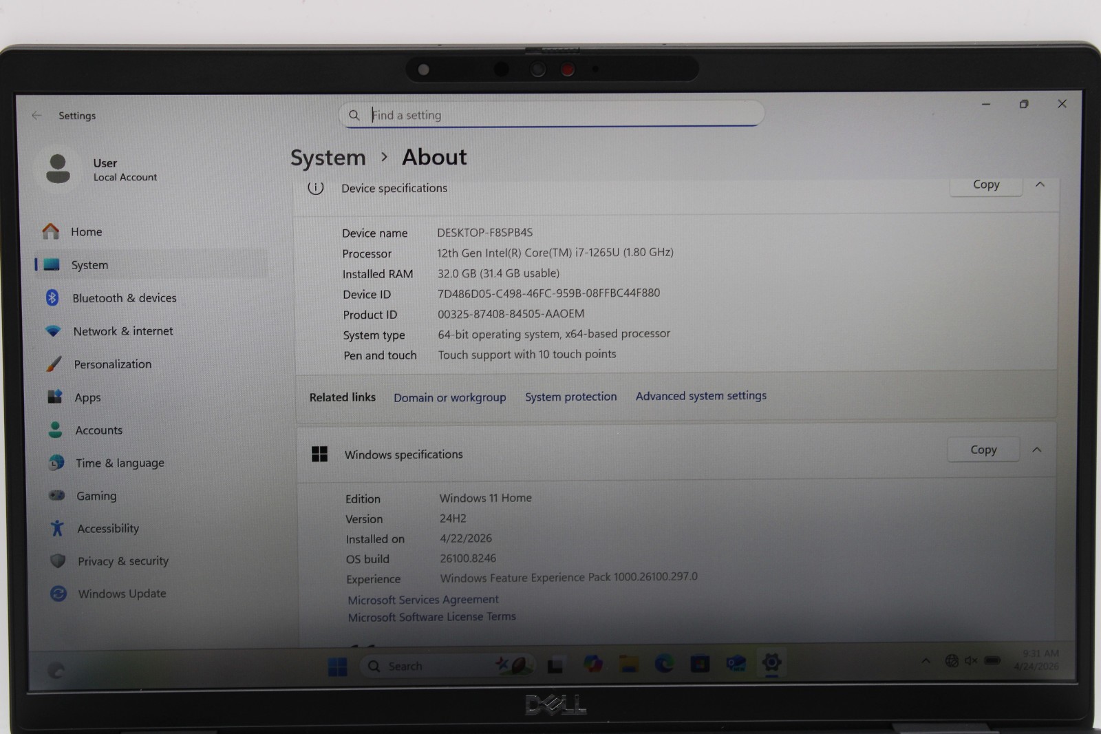 Dell Latitude 7430 Touch i7-1265U 32GB RAM 256GB SSD W11H *READ