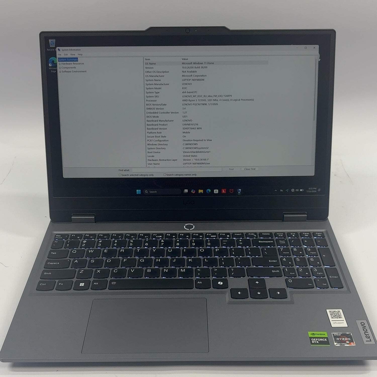 Lenovo LOQ 15 15ARP9 15.6″ Ryzen 5 7235HS 12GB RAM 512GB SSD GeForce RTX 4050