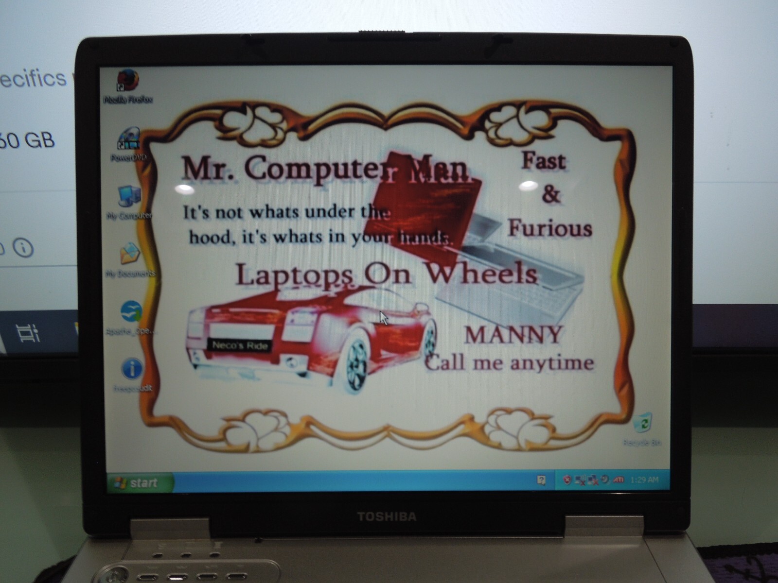 toshiba satellite l25-s119 intel celeron@1.40ghz 1.87GB ram 60gb hdd WINDOWS XP
