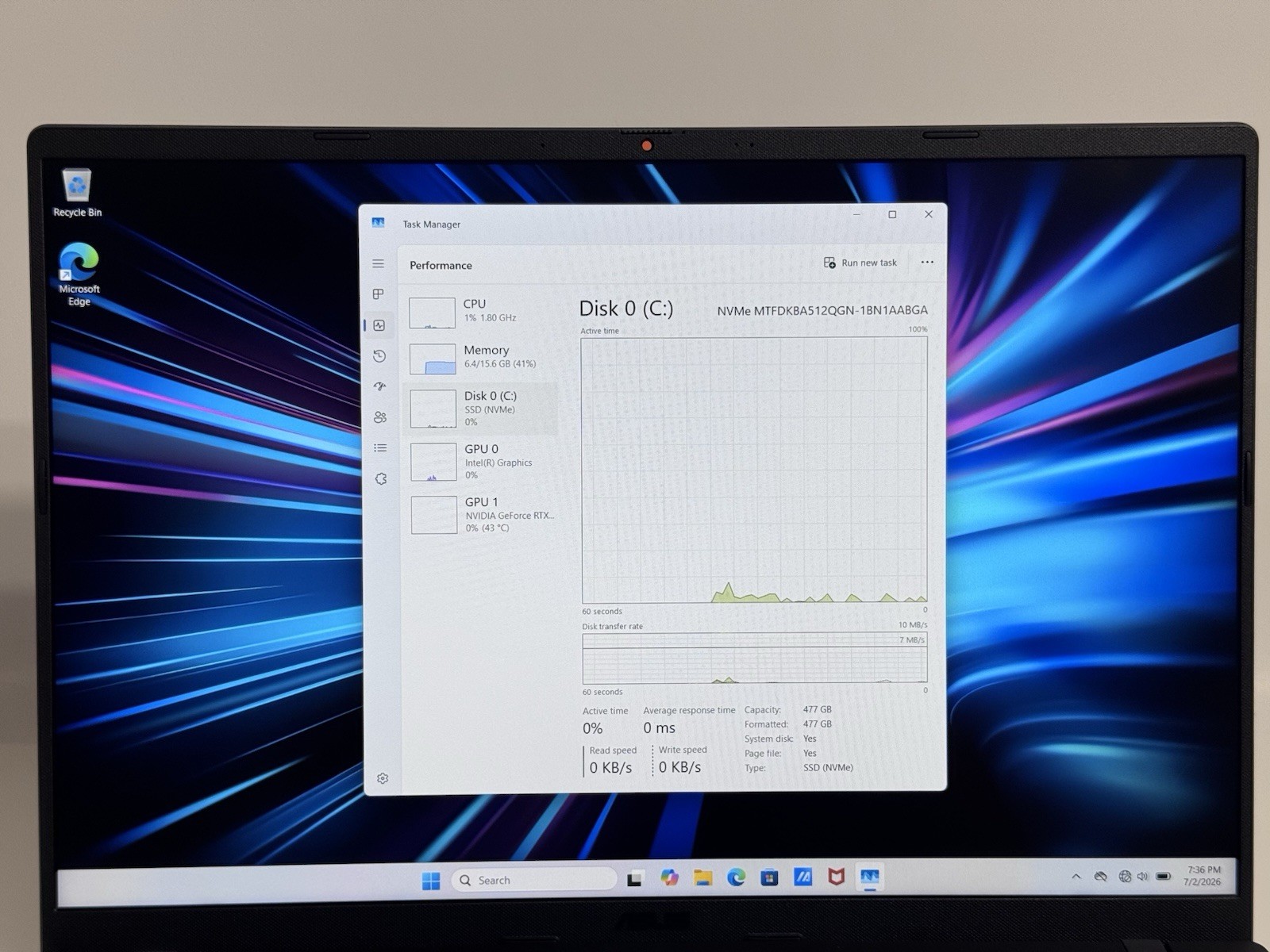 Asus V16 V3607VM 16″ FHD+ 144Hz 2.5 GHz Core 7 240H 16GB 1TB SSD RTX 5060
