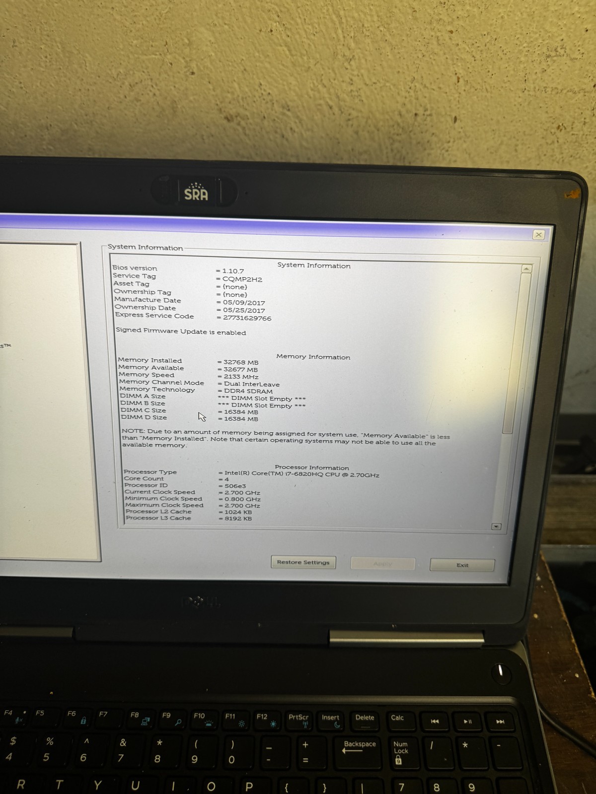 Dell Precision 7510 Core i7-6820HQ, 32GB RAM, 15.6″ Laptop *READ #6446