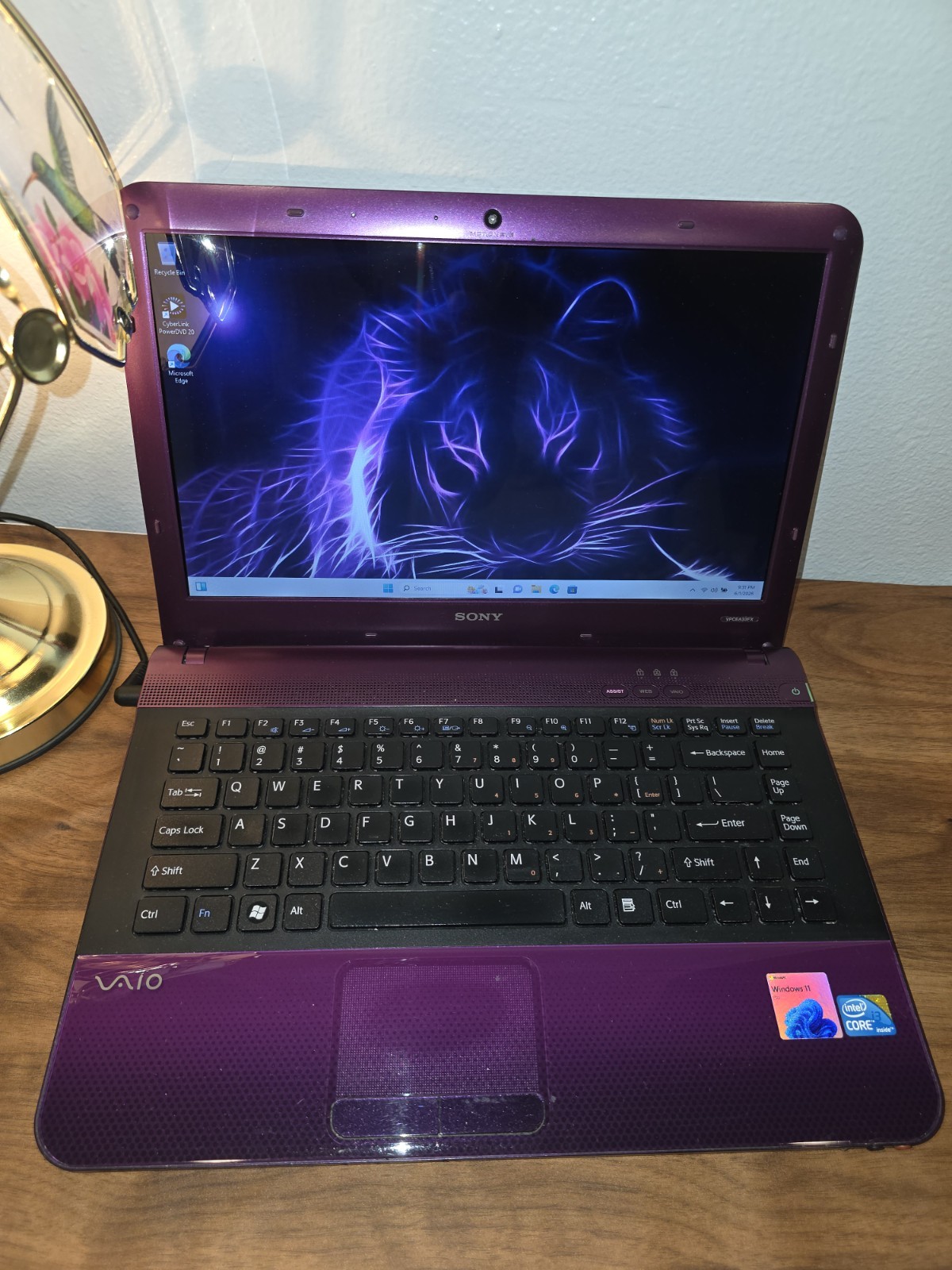 Purple Sony VAIO Laptop i3 CPU M380 2.53GHz 500GB SSD 8GB RAM Win 11 Pro 💜
