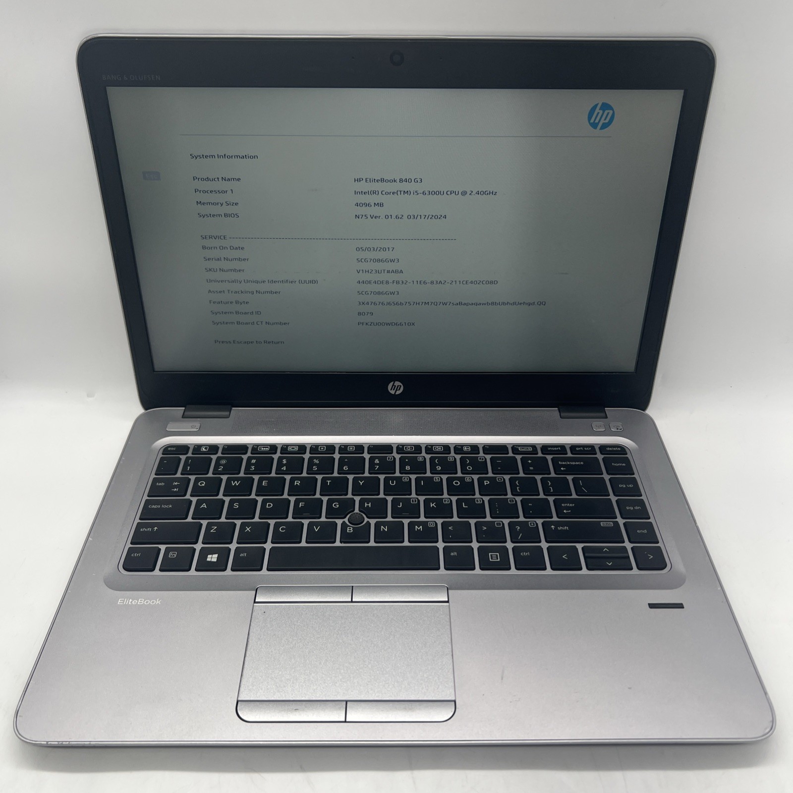 HP EliteBook 840 G3 i5 6300U 2.4GHz 4GB RAM No Drive No OS
