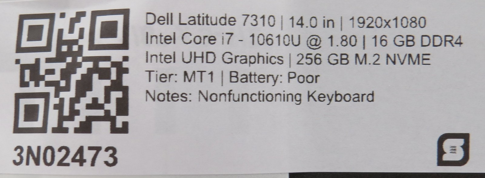 Dell Latitude 7310 | i7-10610U @ 1.8GHz | 16GB / 256GB m2 | 13.3 touch | No OS
