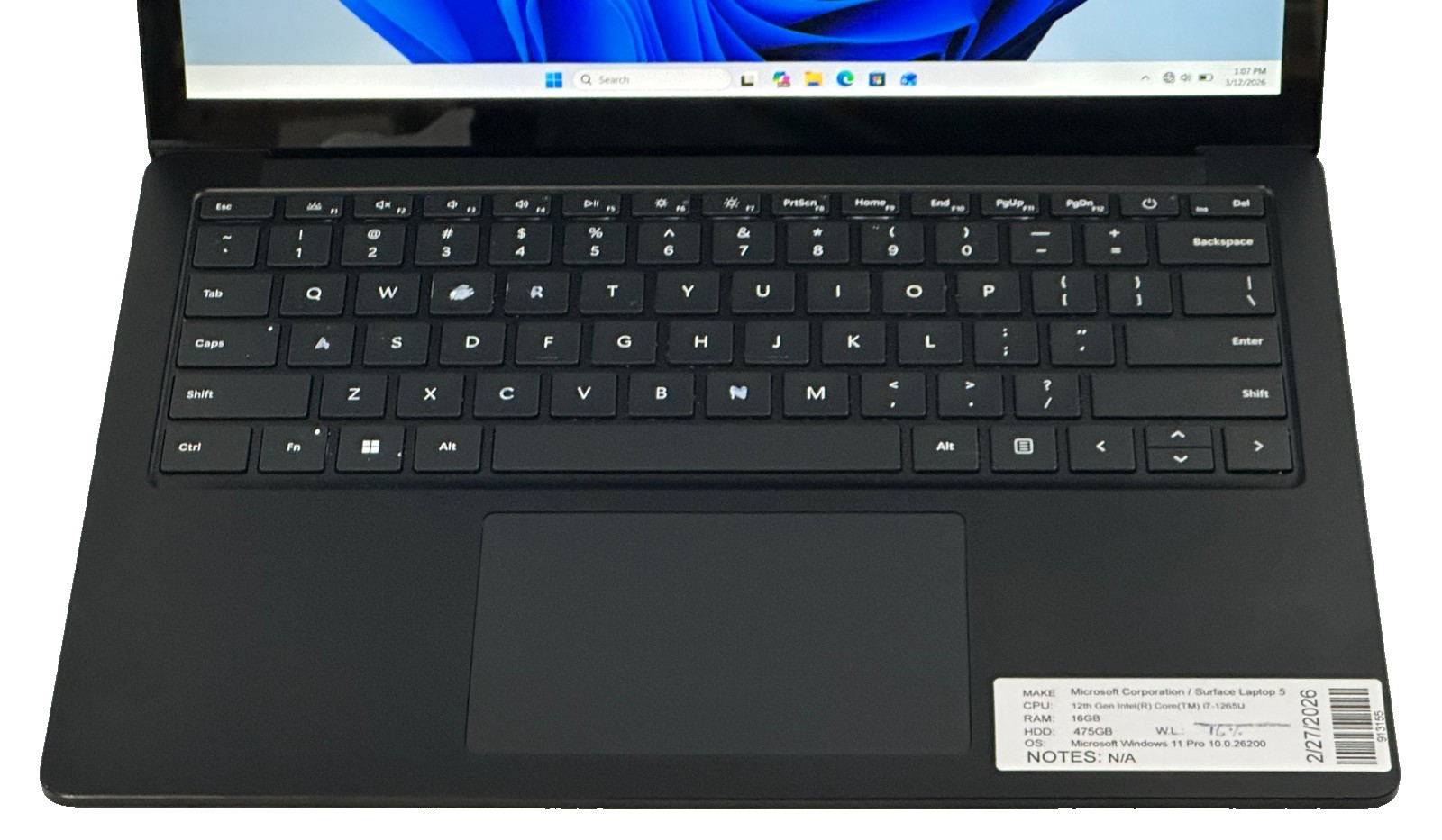 MICROSOFT SURFACE 5 LAPTOP i7-1265u @ 2.70 GHZ 16GB RAM 475 GB SSD (lp671)