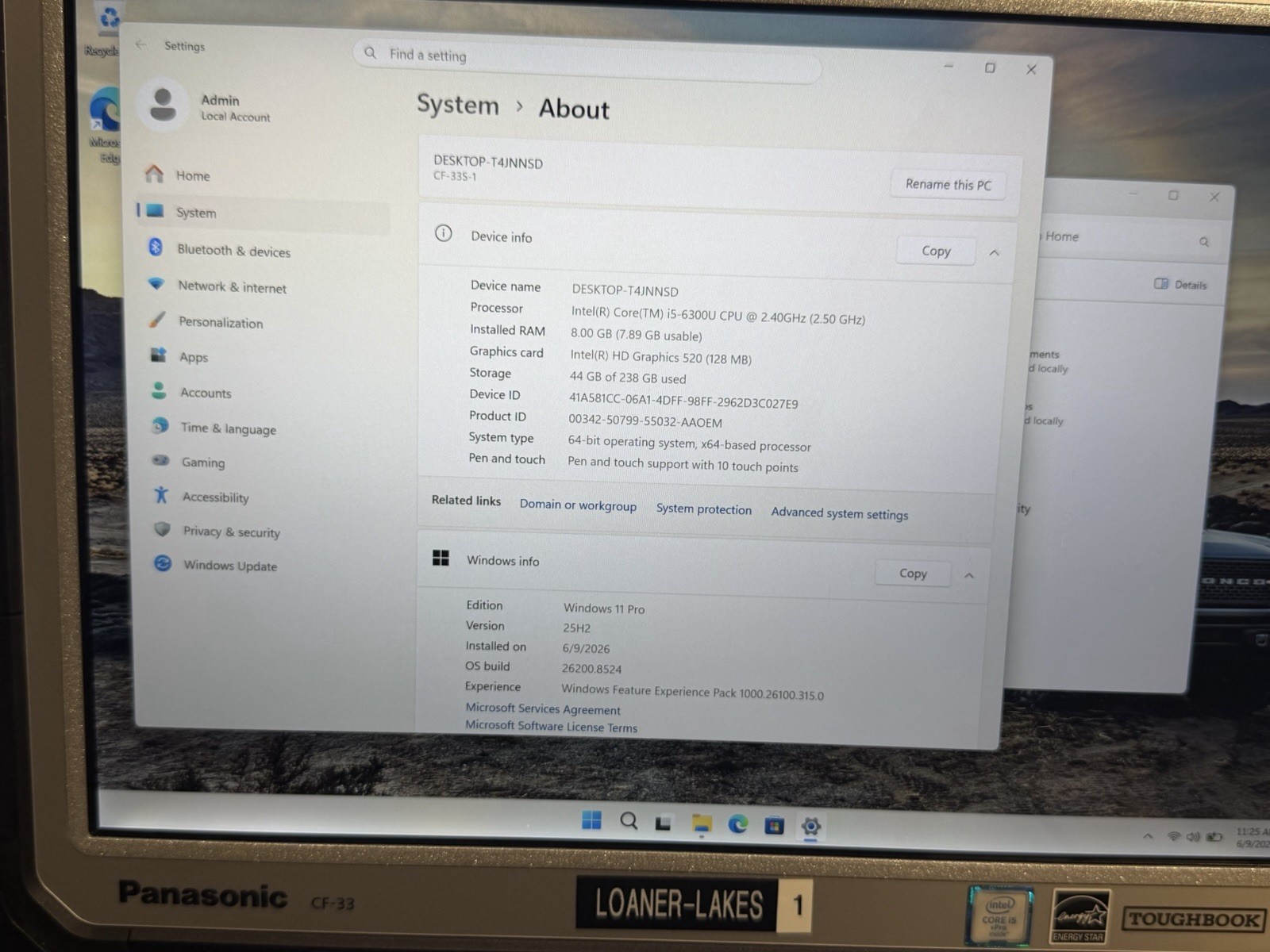 Panasonic ToughBook CF-33 i5-6300U 8GB Ram 256 SSD Win11 Pro. Touchscreen