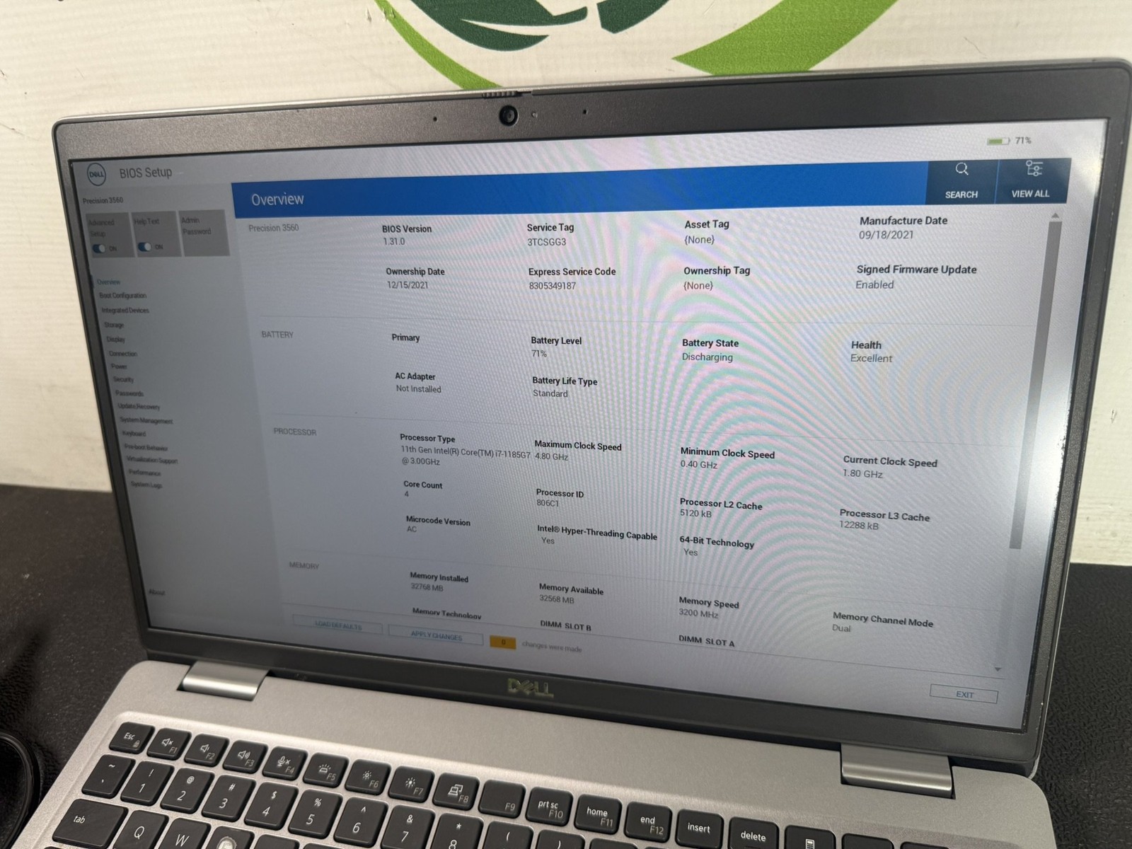 Dell Precision 3560 i7-1185G7 32GB 512GB SSD NVIDIA Quadro T500 Mobile – READ