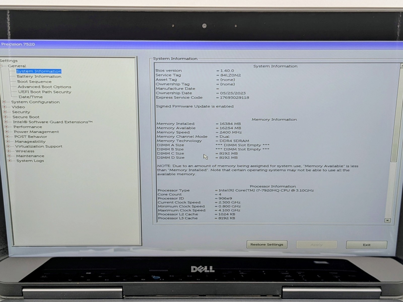 Dell Precision 7520 15″ FHD Touch I7-7920HQ 512GB SSD 16GB W10P M2200 *READ*
