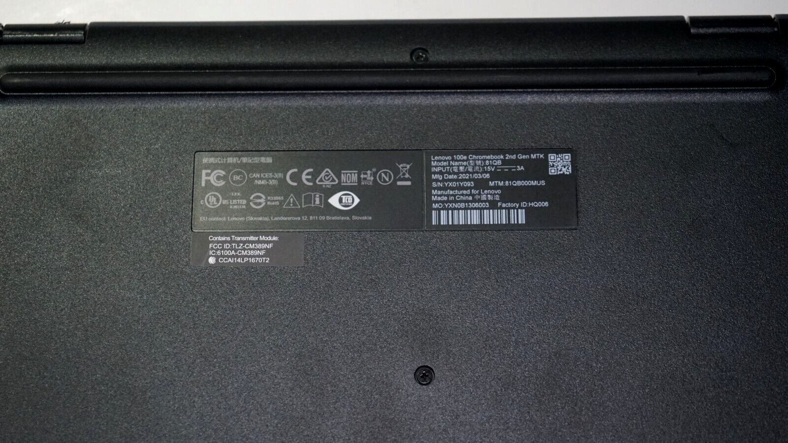 Lenovo 100e Chromebook 81QB0000US 11.6″ HD/Intel MT8173C/4GB Ram/32GB eMMC