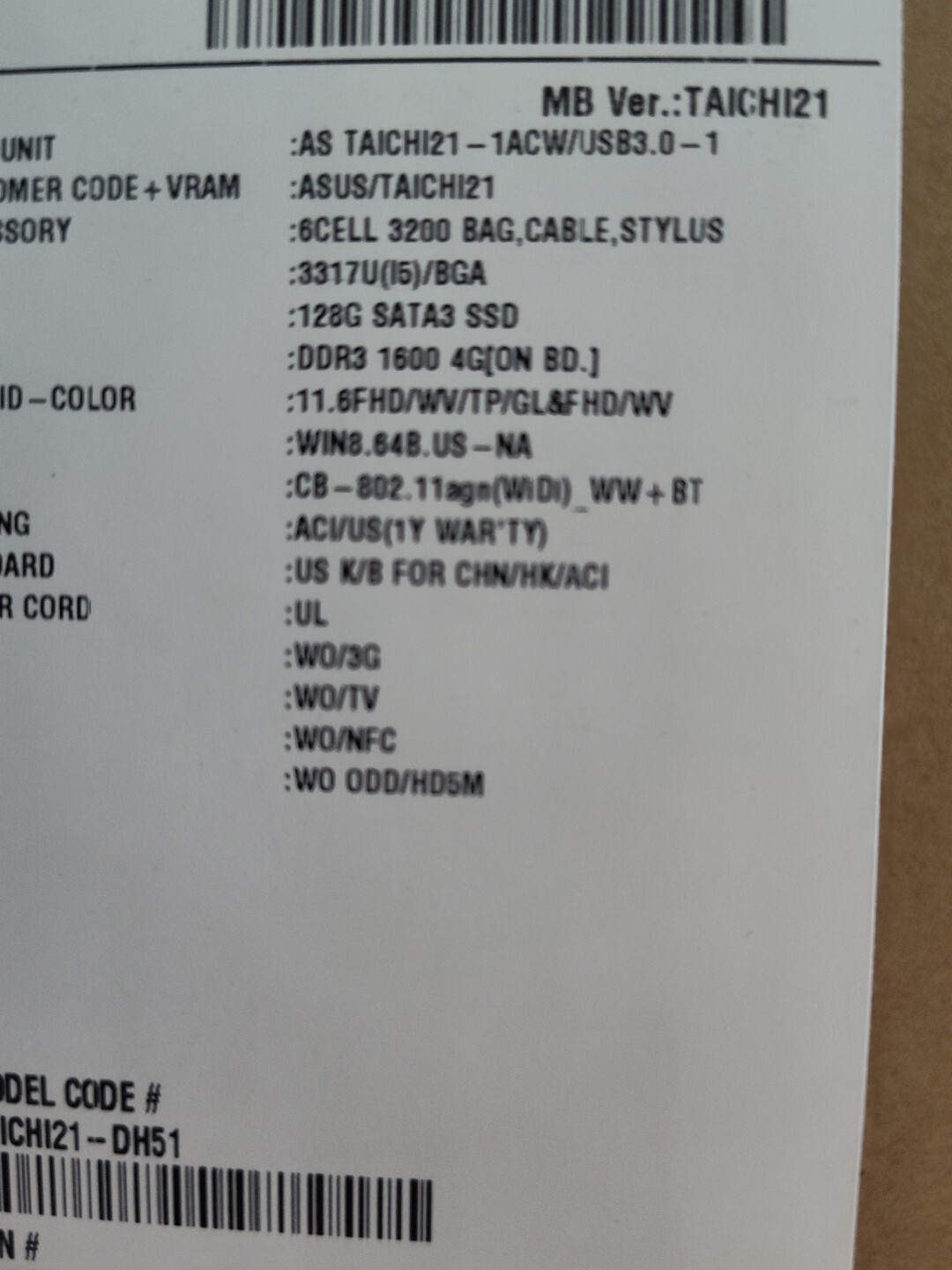 New ASUS Taichi21-DH51. (128GB, Intel Core i5 3rd Gen., 1.7GHz, 4GB) Ultrabook