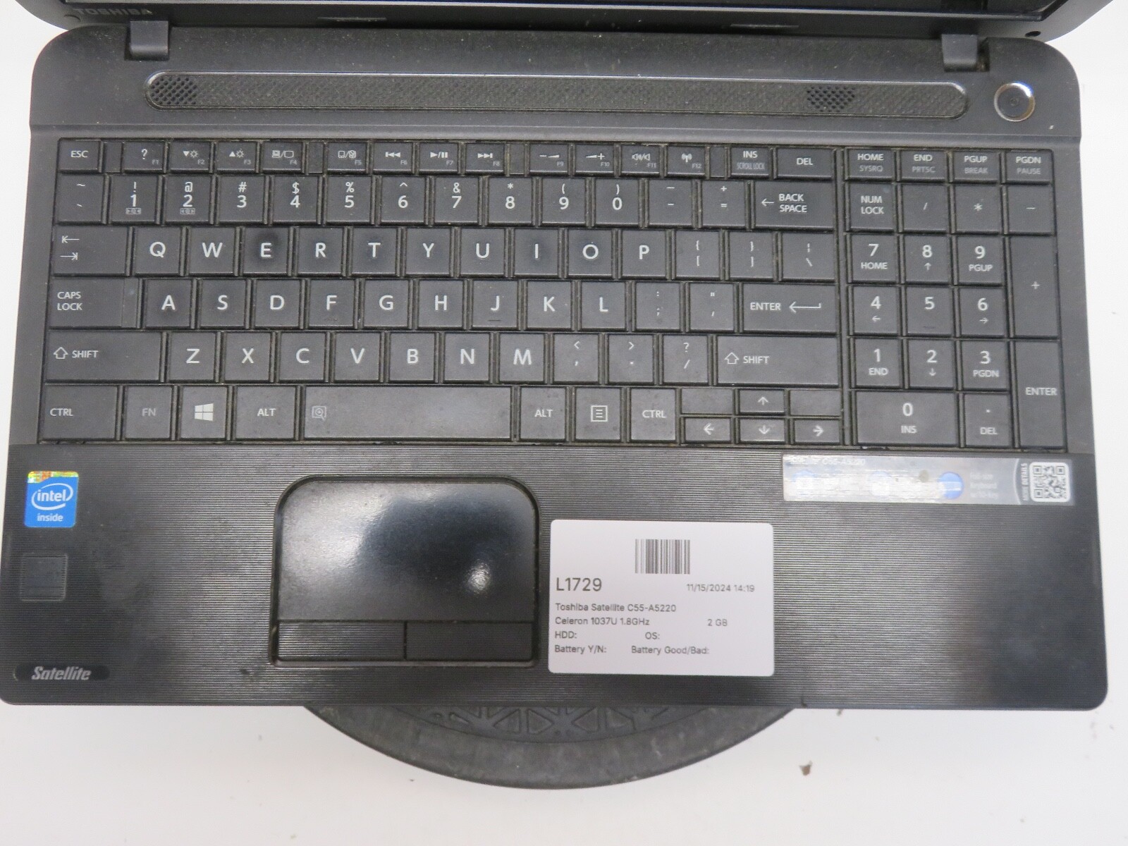 Toshiba Satellite C55-A5220 Celeron 1037U 1.8GHz 2 GB NO HDD No Batt READ