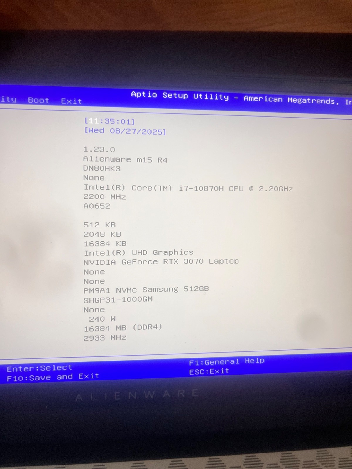 Alienware M15 R4 Laptop 15.6″ 512GB SSD, Intel Core I7 10th Gen., 16GB RAM