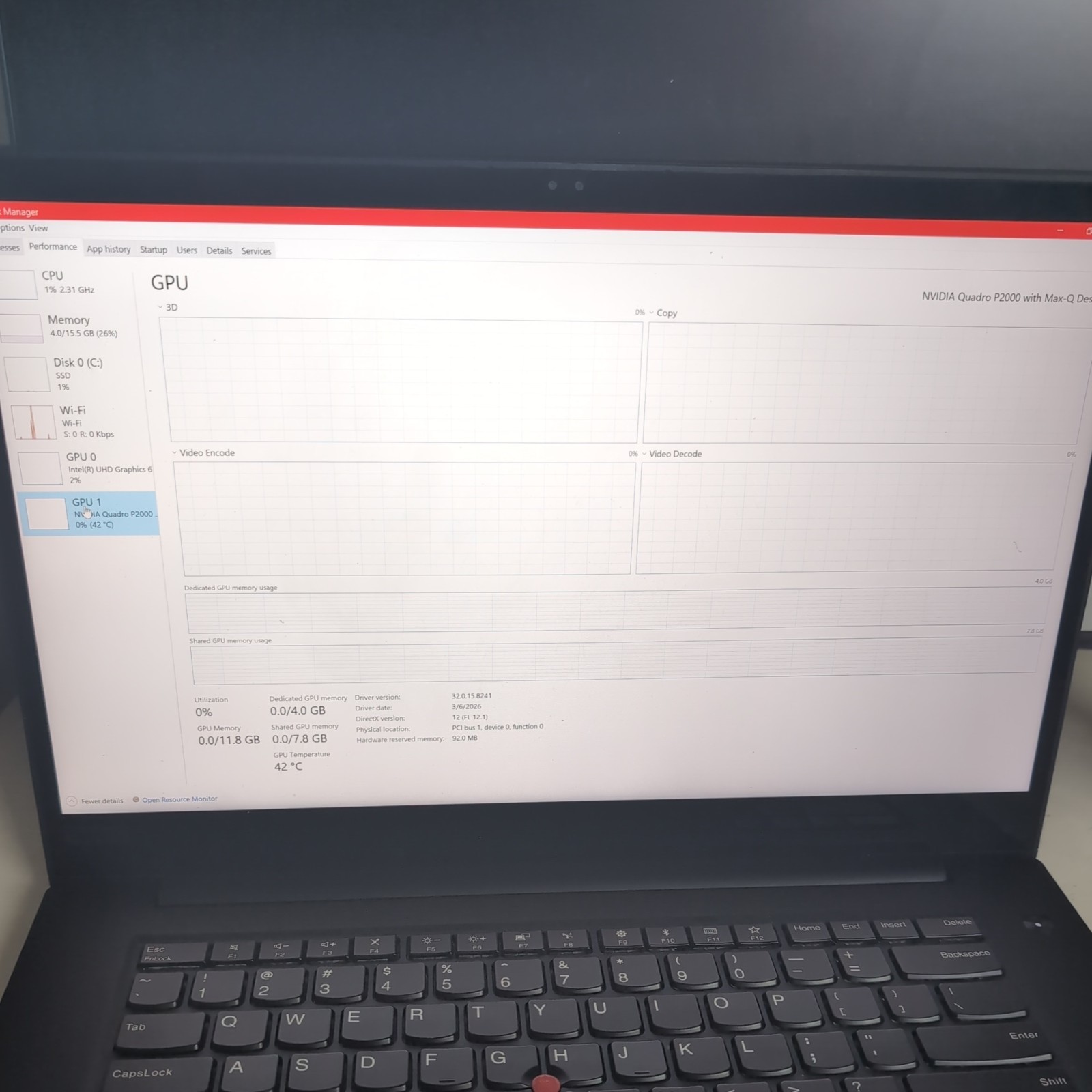 Lenovo Thinkpad P1 Gen 1 4K Screen I7 8850h 32GB RAM 256GB SSD