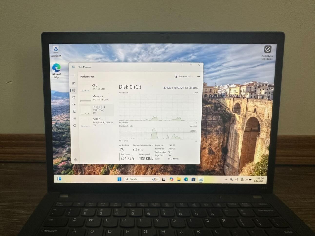 X13 Gen 3 i5-1245U 256GB SSD 16GB RAM Win11Pro WITH CHARGER