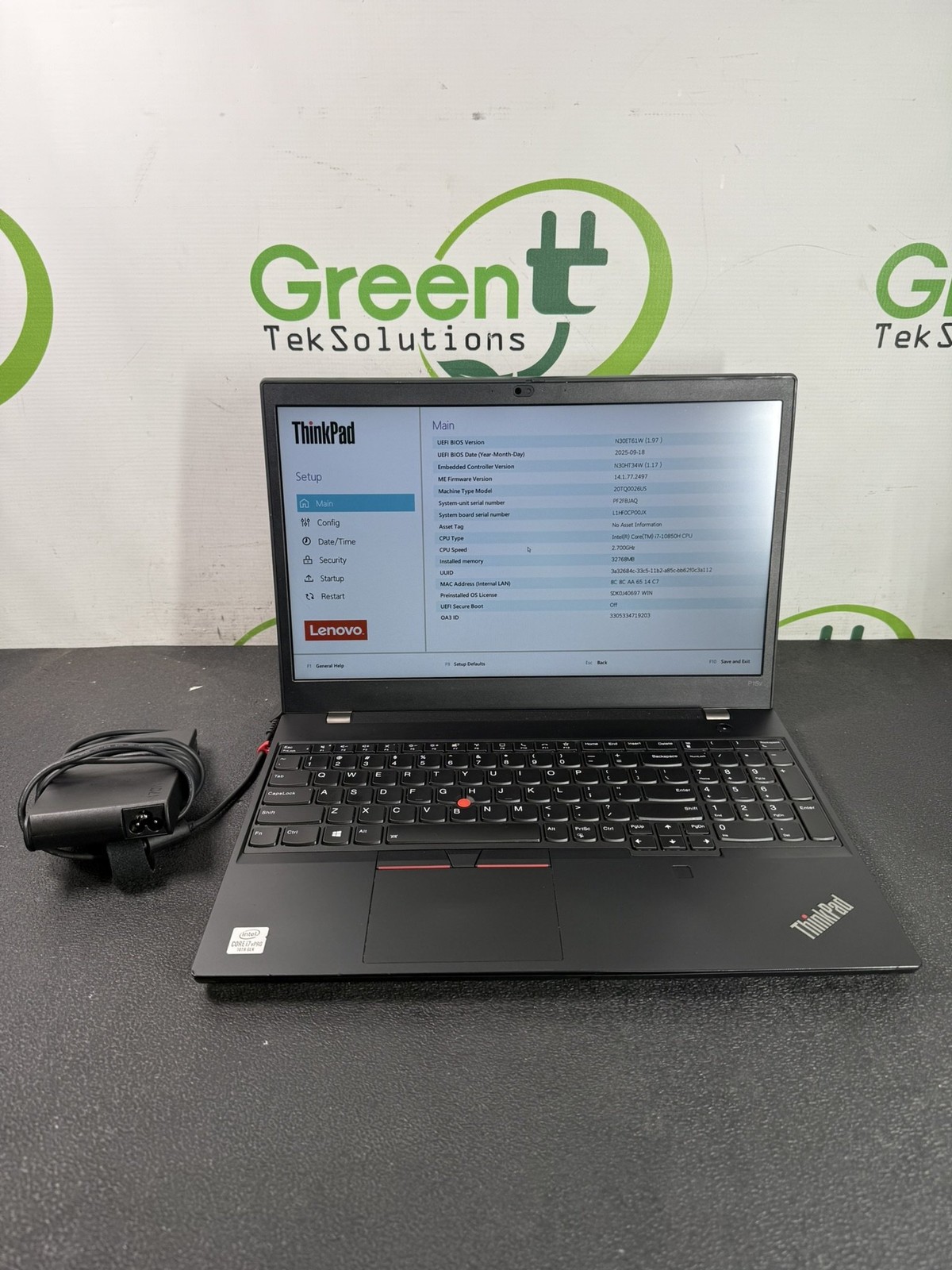 Lenovo ThinkPad P15v Gen 1 i7-10850H 2.7GHz 32GB DDR4 NO SSD P620 Laptop – READ