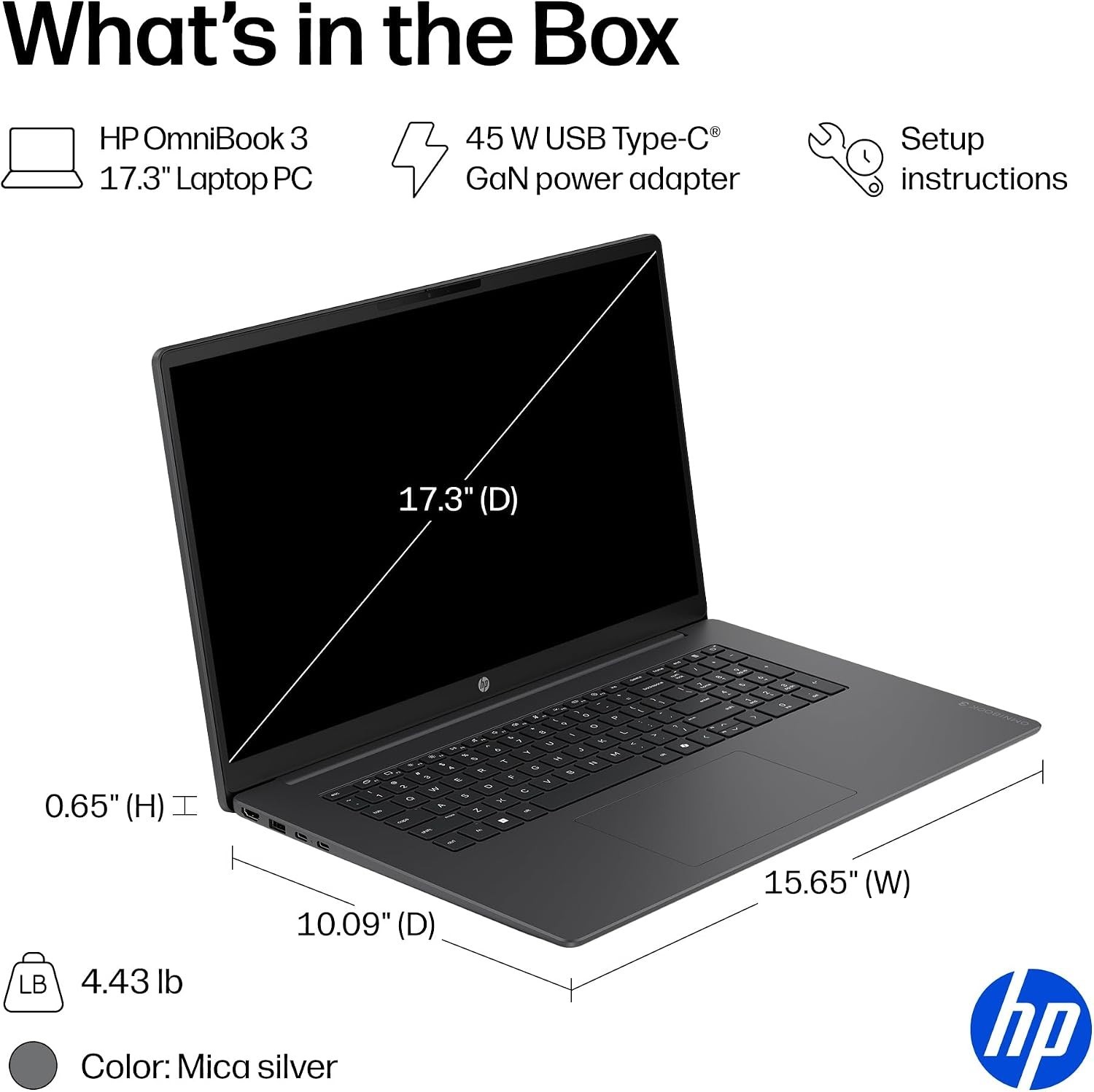 HP OmniBook 3 17.3″ FHD IPS AI Business Laptop AMD Ryzen 3 30 8GB LPDDR5 1TB SSD