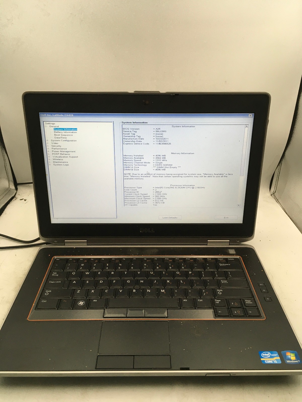 DELL LATITUDE E6420 – BOOTS TO BIOS – INTEL I5 2520M – NO RAM – READ DESC – BB!