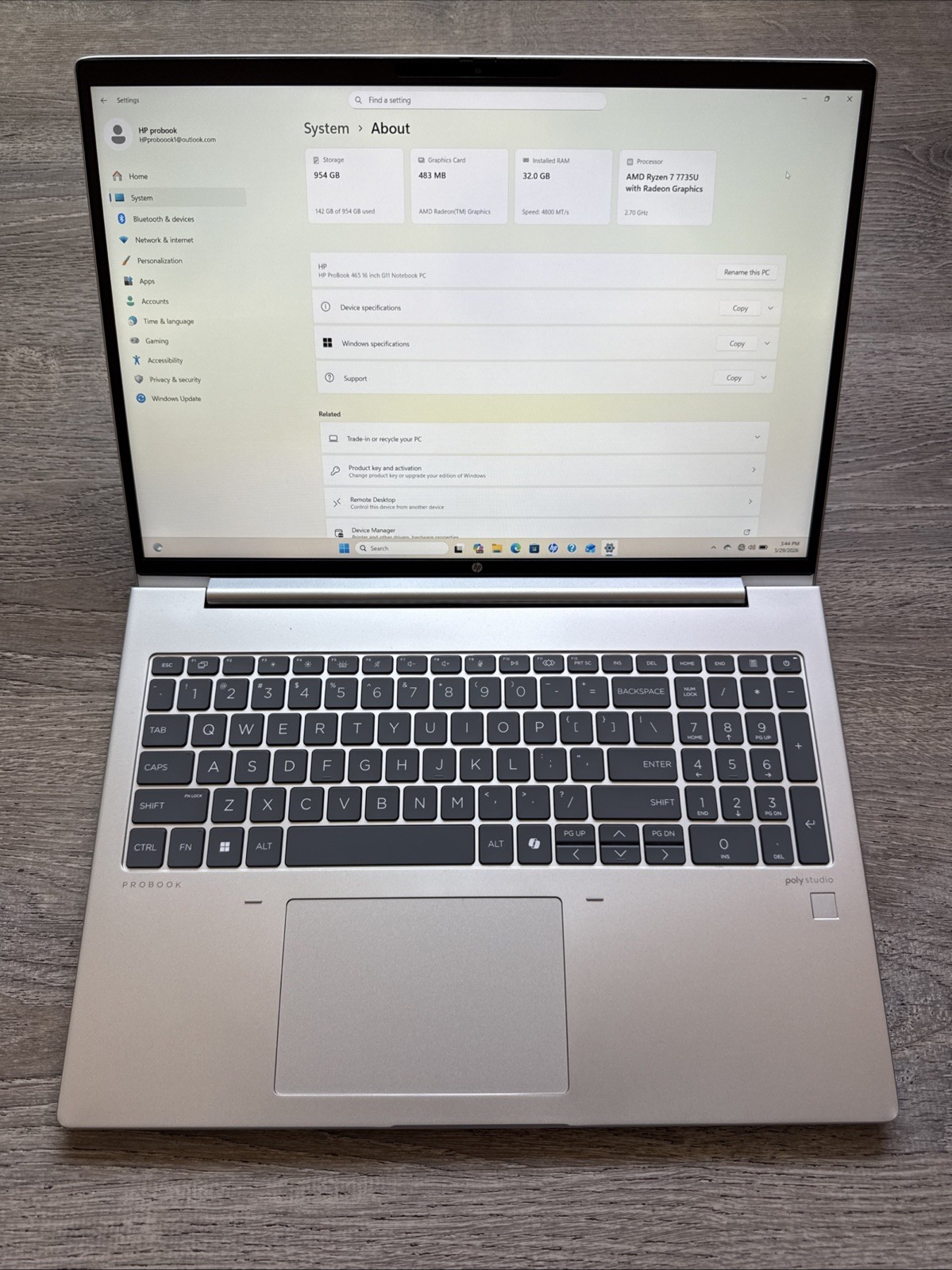 HP ProBook 465 G11 16″ AMD Ryzen 7 7735U 32GB DDR5 1TB SSD Windows 11 Pro