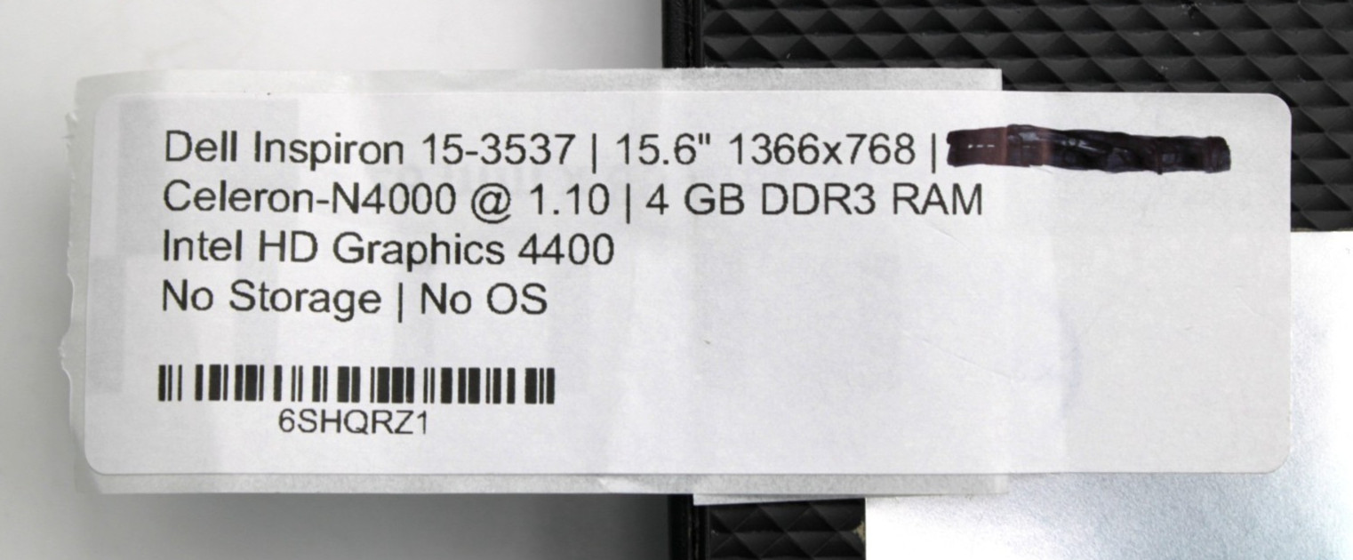 Dell Inspiron 15-3537 Celeron-N4000@1.1GHz 4GB DDR3 NO STORAGE/OS *USED/TESTED*