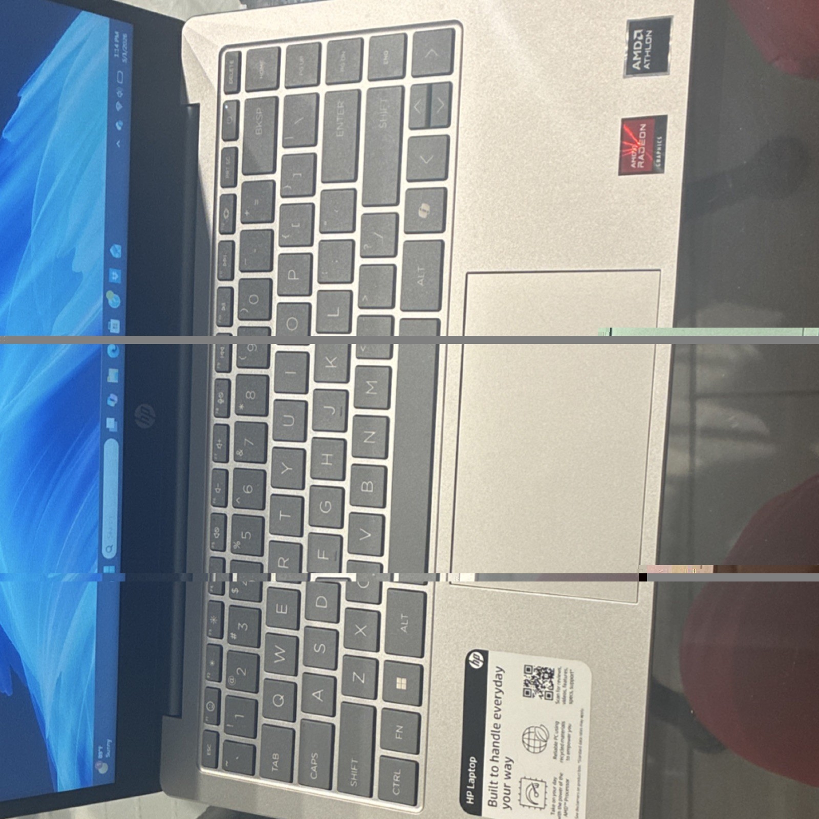 HP Silver Notebook 14″ AMD Athlon 4GB RAM Windows 11 Radeon Graphics Open Box
