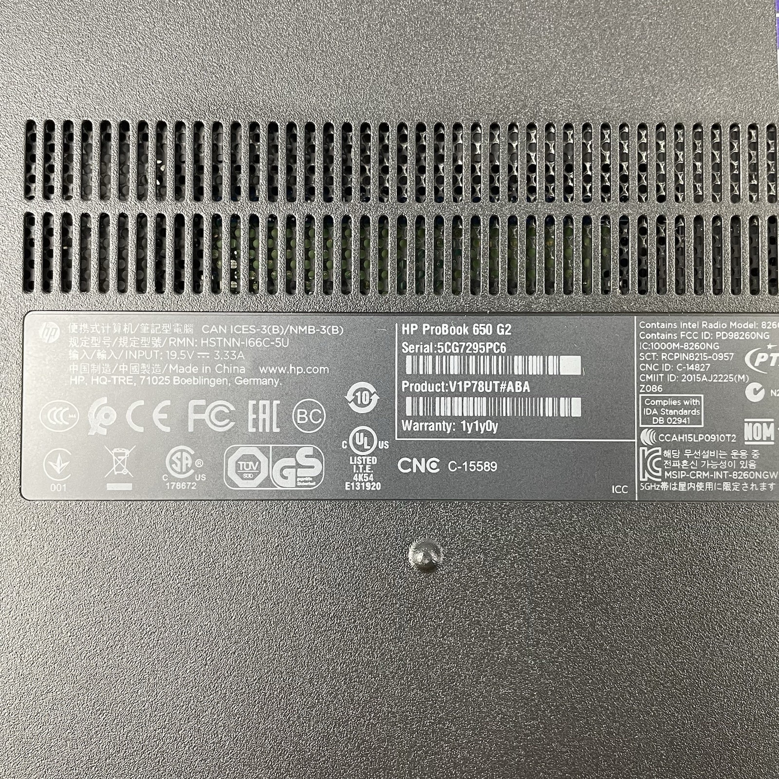 HP ProBook 650 G2 15.6″ i5-6200U 2.30 GHz 8 GB RAM No SSD/OS/AC/Battery