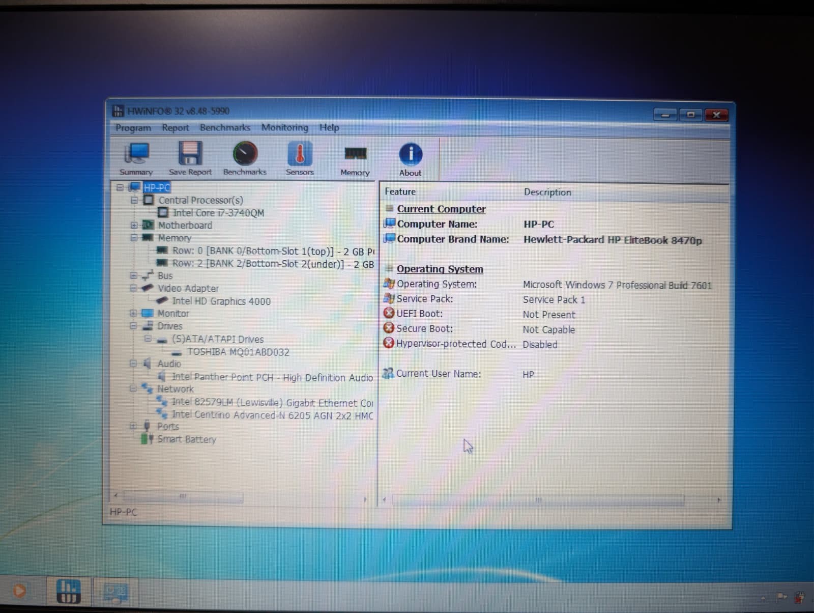 HP EliteBook 8470P | i7 3rd Gen 4GB RAM 320GB HDD | HD Windows 7 Pro 32-Bit